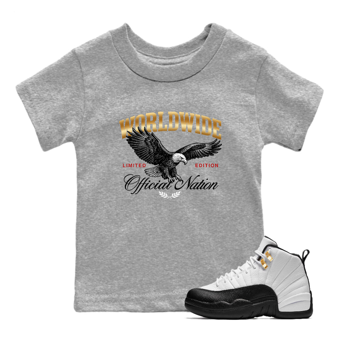 Sneaker match tees  Sneaker Tees To Match Air Jordan 12 Taxi Shoes  Worldwide Official Nation Kids T-Shirt Heather Grey 1