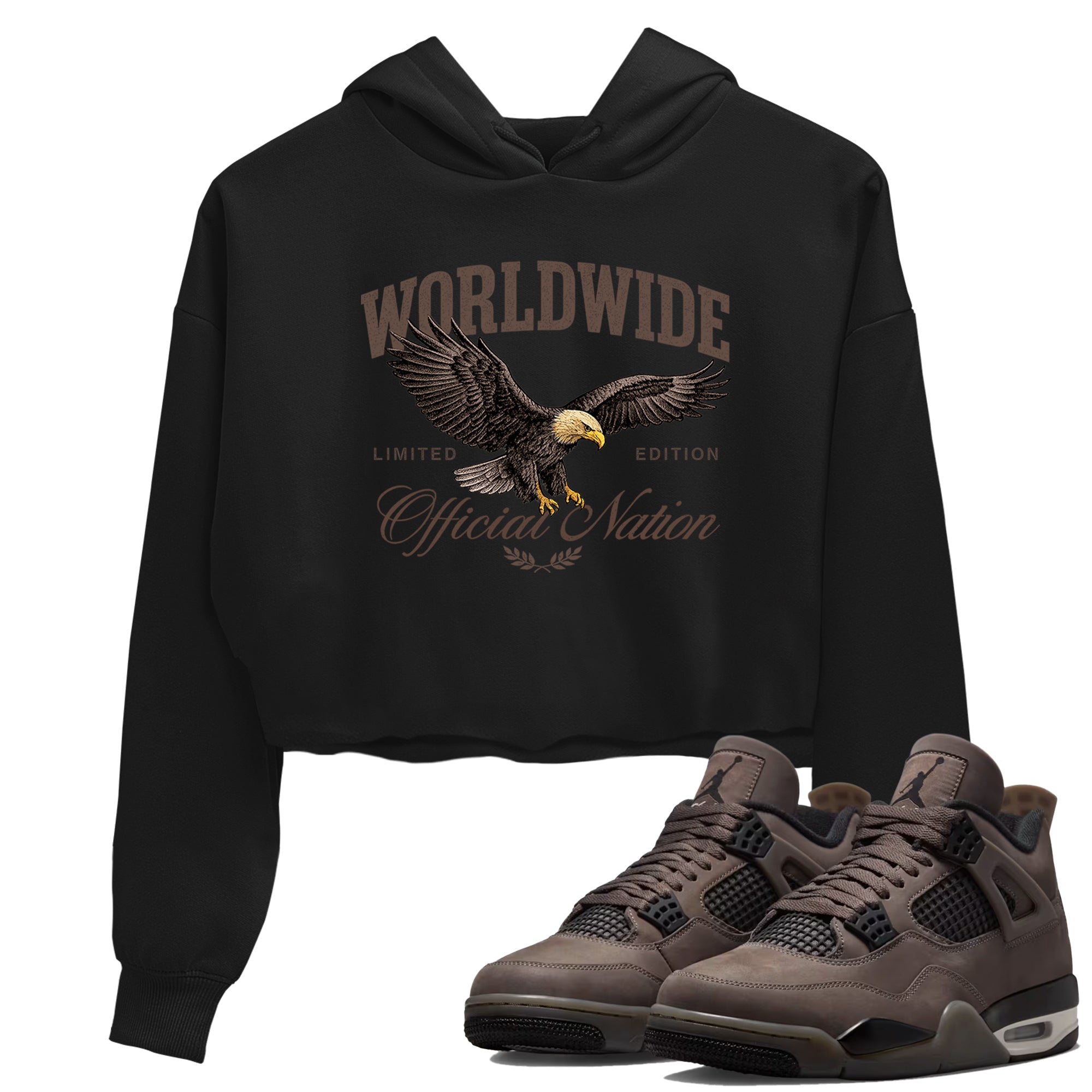 Sneaker match tees  Sneaker Tees To Match Air Jordan 4 Cave Stone Shoes  Worldwide Official Nation Crop T-Shirt Black 1