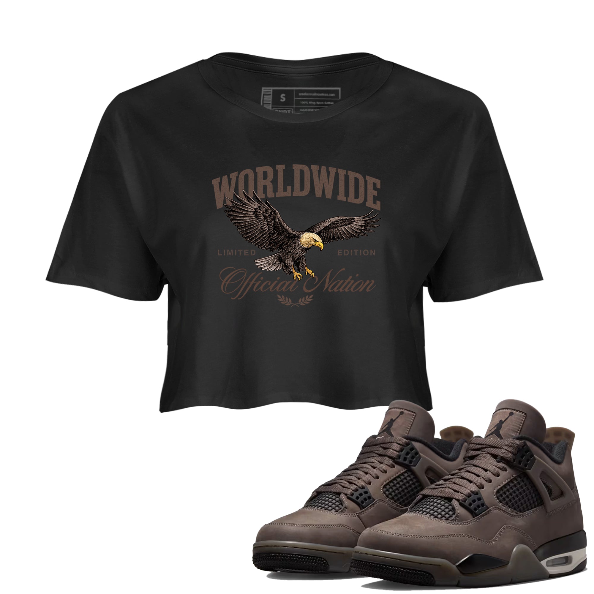 Sneaker match tees  Sneaker Tees To Match Air Jordan 4 Cave Stone Shoes  Worldwide Official Nation Crop T-Shirt Black 1