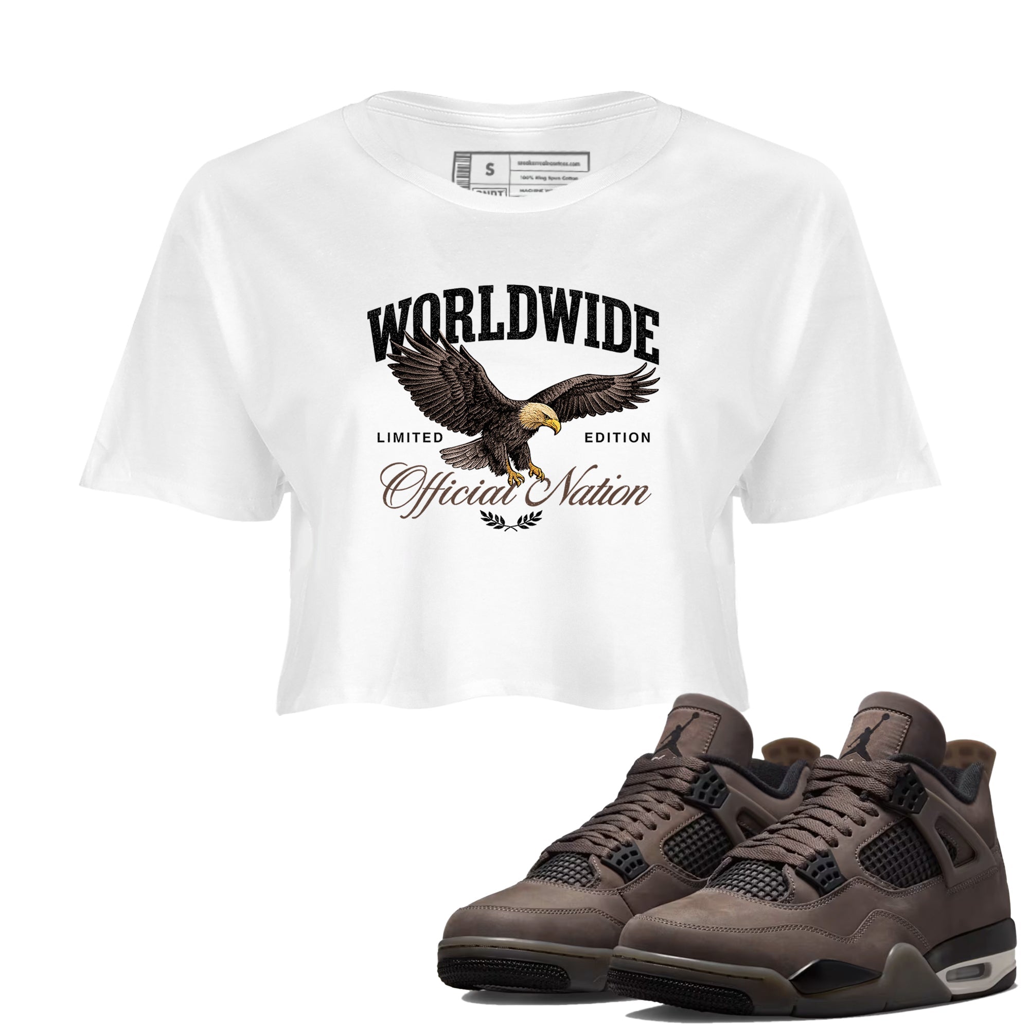 Sneaker match tees  Sneaker Tees To Match Air Jordan 4 Cave Stone Shoes  Worldwide Official Nation Crop T-Shirt White 1