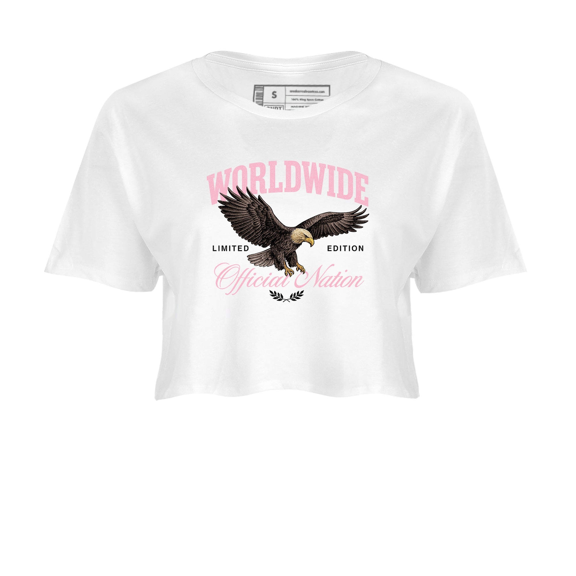 Sneaker Threads Sneaker Tees To Match Air Jordan 5 Medium Soft Pink Shoes Worldwide Official Nation Crop T-Shirt White 2