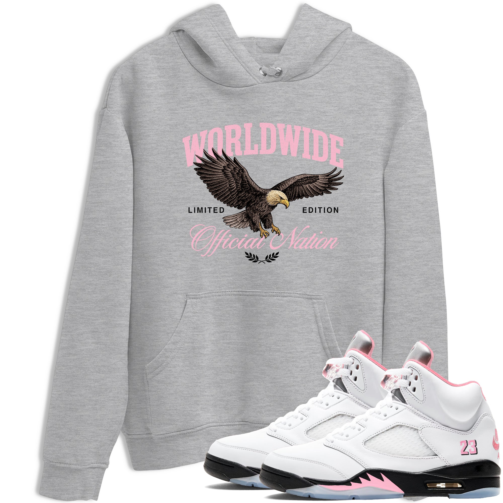 Sneaker Threads Sneaker Tees To Match Air Jordan 5 Medium Soft Pink Shoes Worldwide Official Nation Tee Heather Grey 1