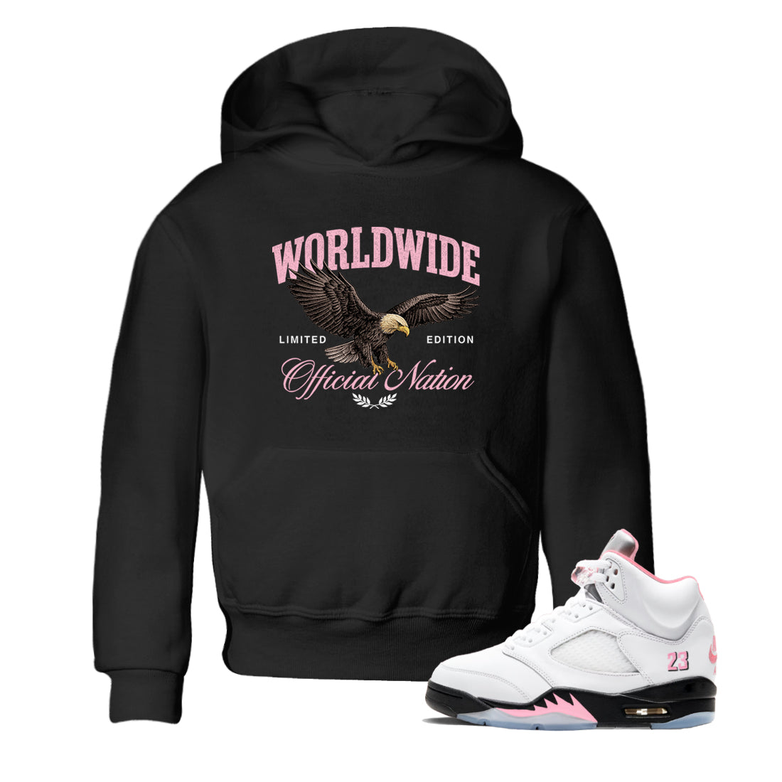 Sneaker Threads Sneaker Tees To Match Air Jordan 5 Medium Soft Pink Shoes Worldwide Official Nation Kids T-Shirt Black 1