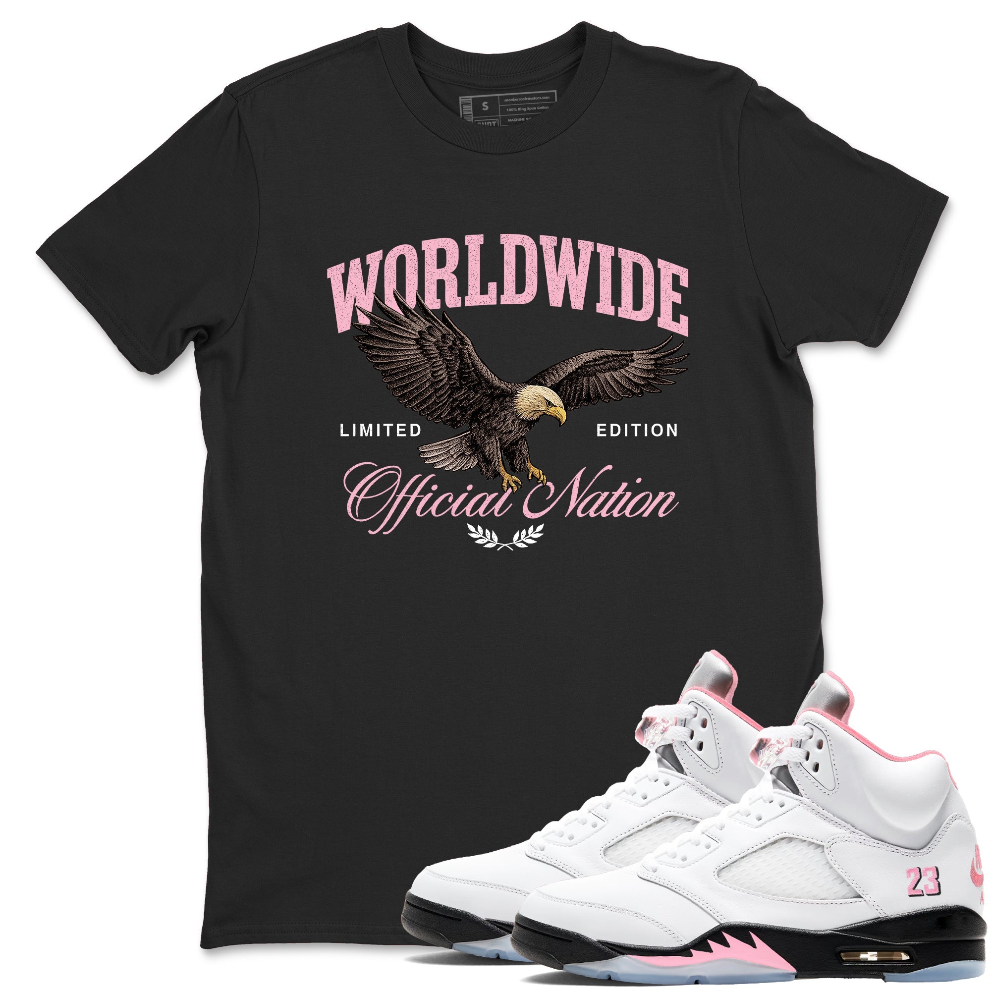 Sneaker Threads Sneaker Tees To Match Air Jordan 5 Medium Soft Pink Shoes Worldwide Official Nation Tee Black 1
