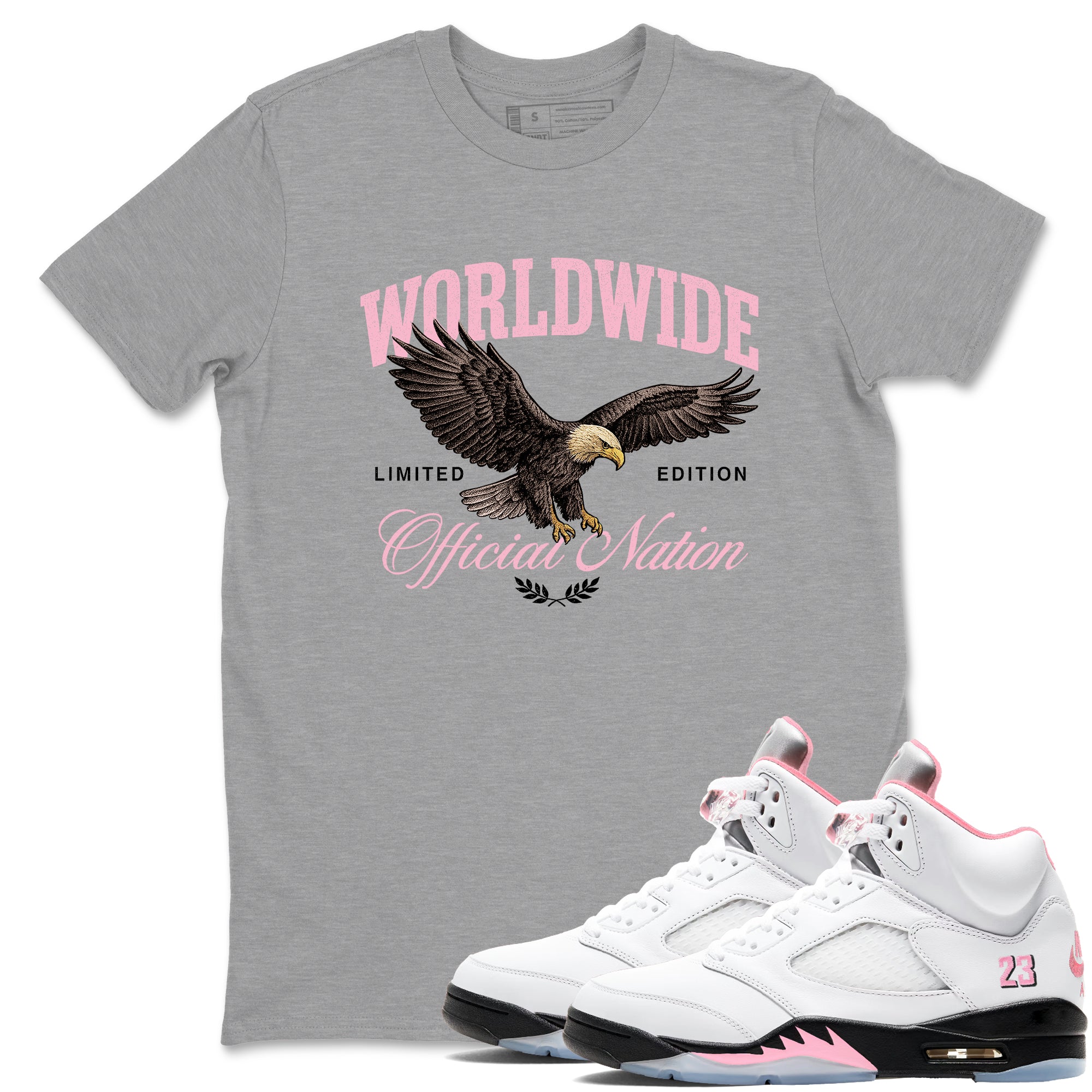 Sneaker Threads Sneaker Tees To Match Air Jordan 5 Medium Soft Pink Shoes Worldwide Official Nation Tee Heather Grey 1