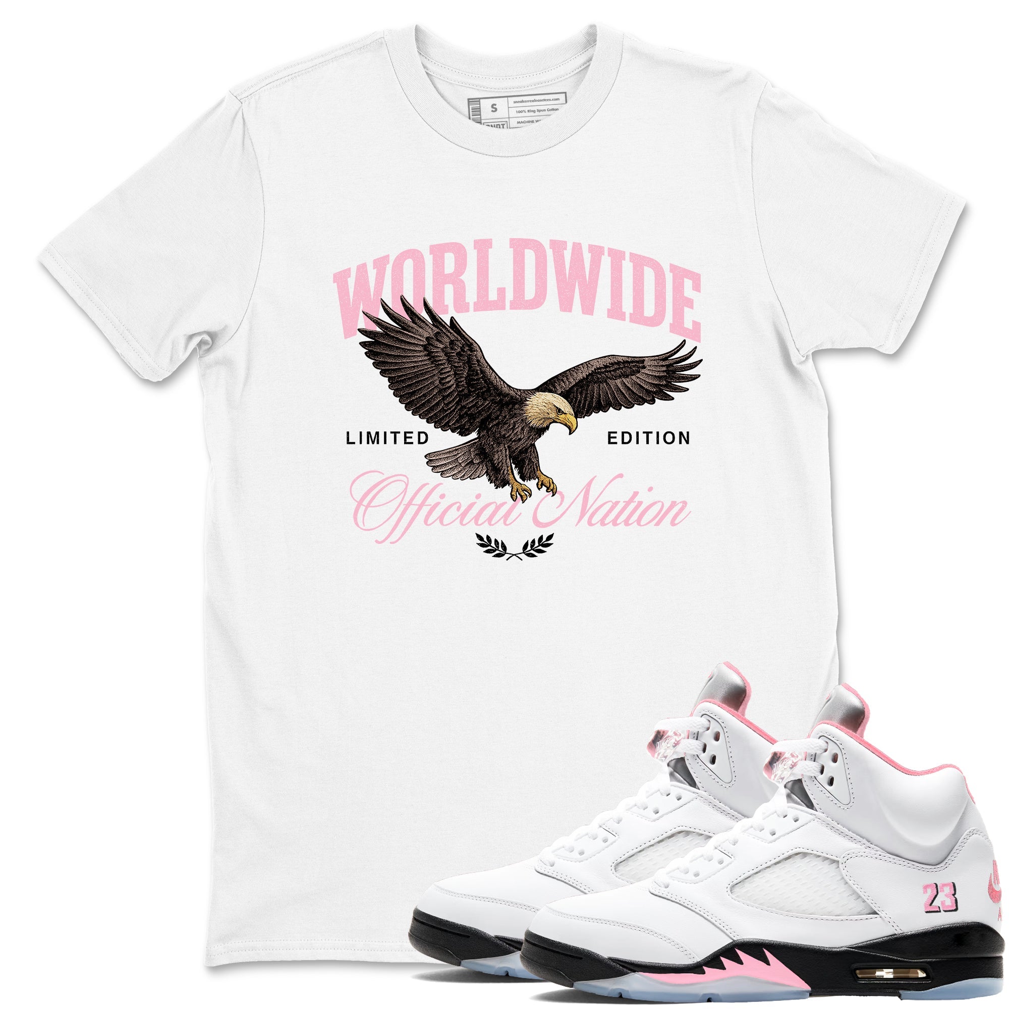 Sneaker Threads Sneaker Tees To Match Air Jordan 5 Medium Soft Pink Shoes Worldwide Official Nation Tee White 1