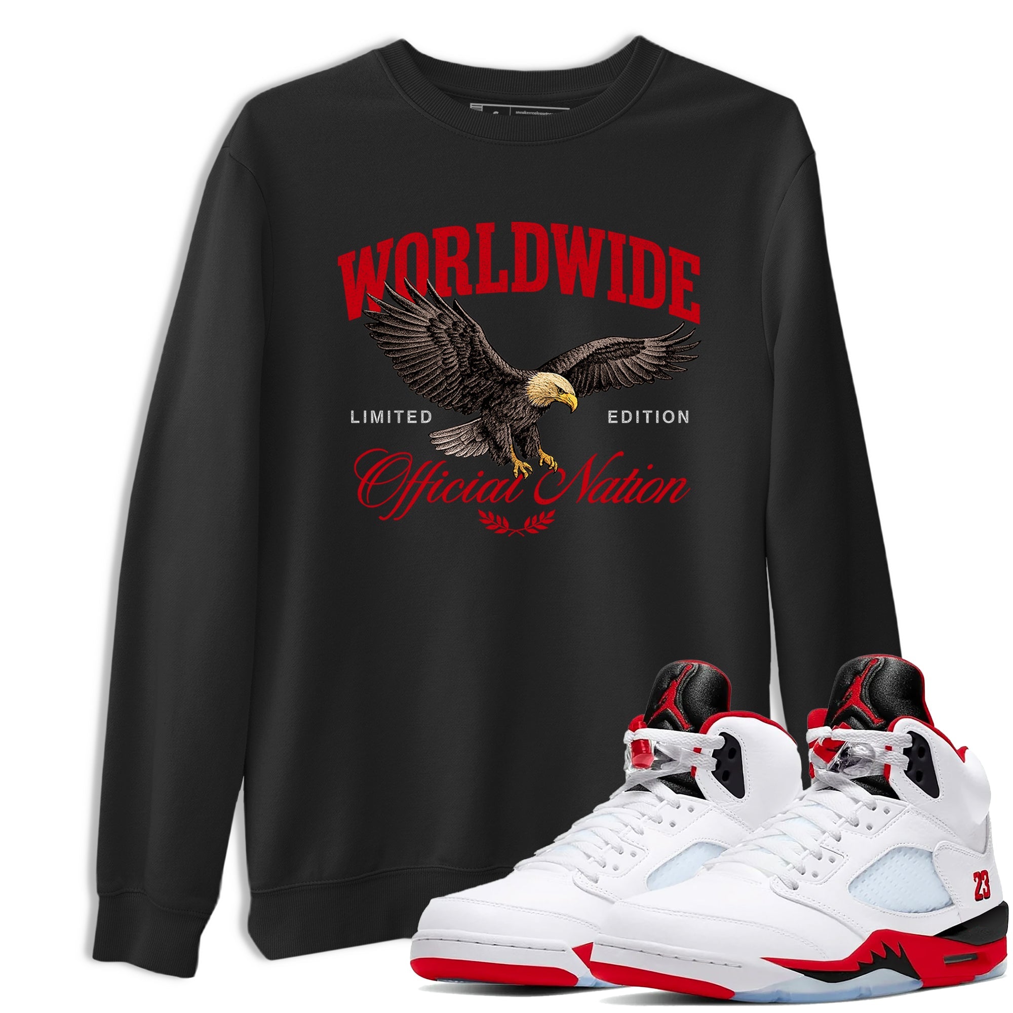 5s Fire Red Sneaker match tees  Sneaker Tees To Match Jordan 5 Retro Fire Red Sneakers  Worldwide Official Nation Graphic Tee Black 1