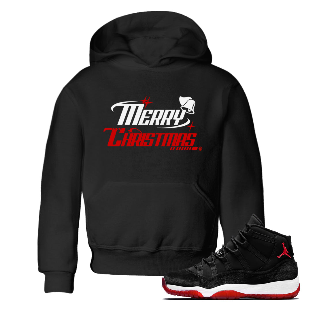 11s Bred Velvet shirts to match jordans Y2K Merry Christmas sneaker match tees Air Jordan 11 WMNS Bred Velvet match shoes to clothes Drip Gear Zone Youth Baby Black 1 tee