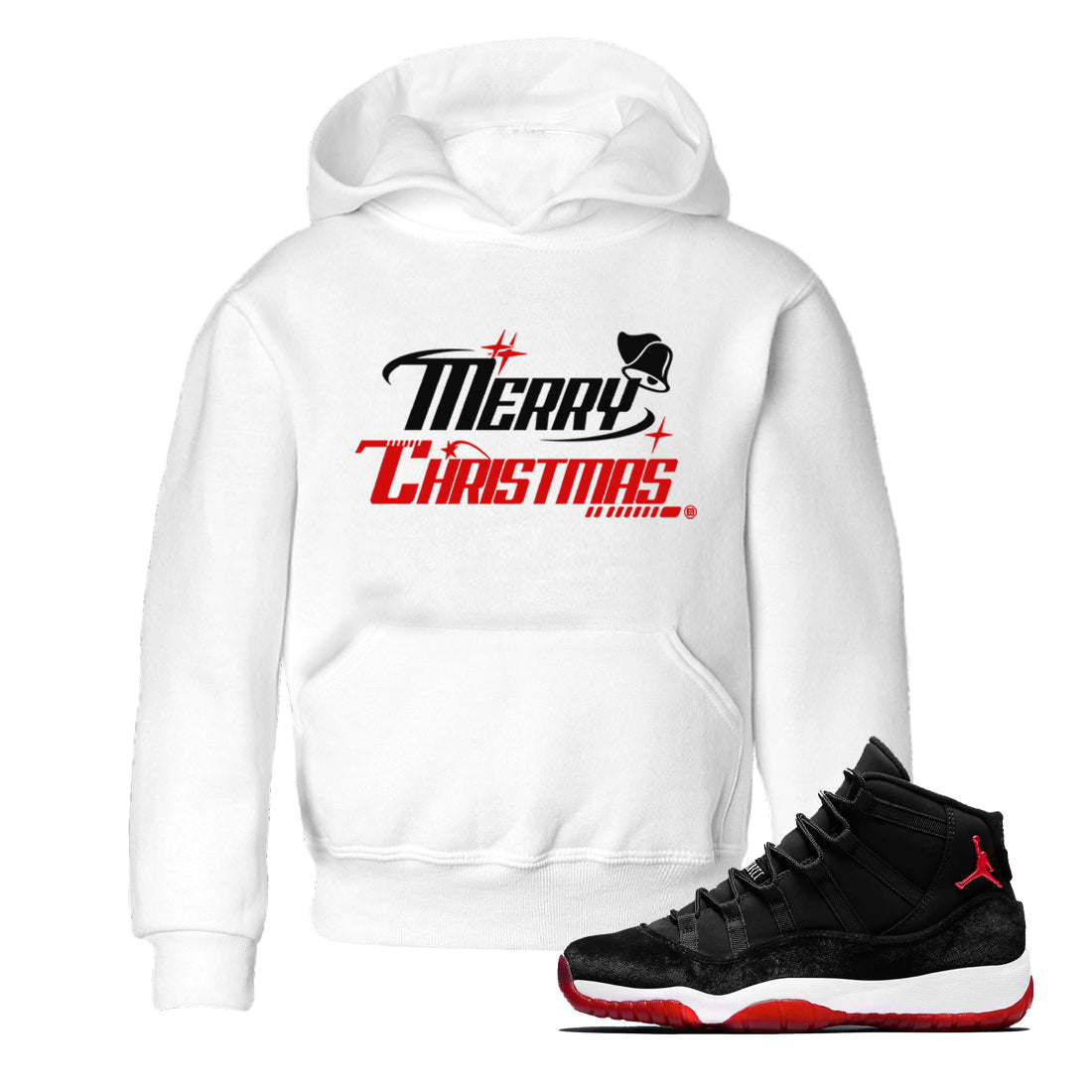 11s Bred Velvet shirts to match jordans Y2K Merry Christmas sneaker match tees Air Jordan 11 WMNS Bred Velvet match shoes to clothes Drip Gear Zone Youth Baby White 1 tee
