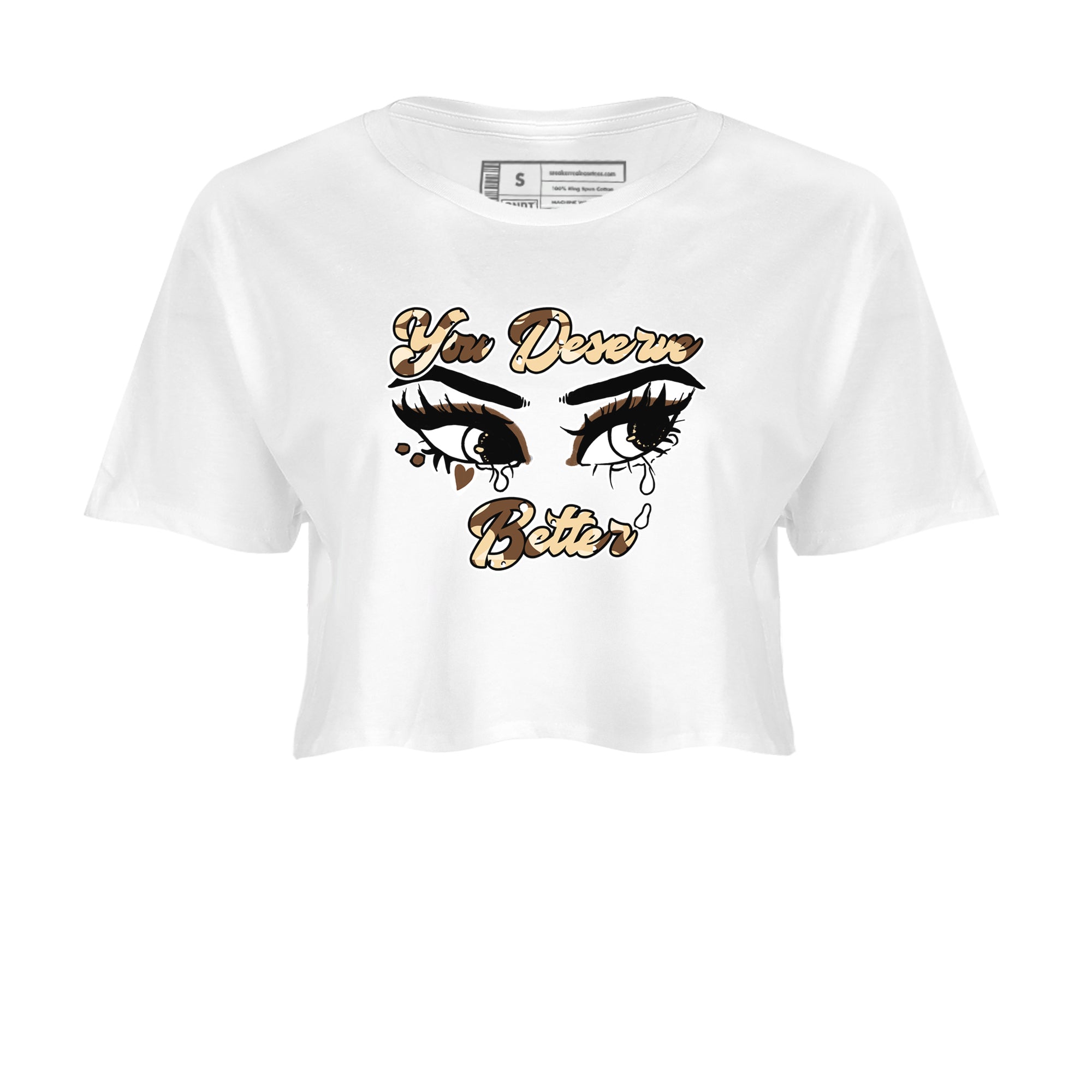 AJ3 Desert Camo shirts to match jordans You Deserve Better sneaker match tees Air Jordan 3 Desert Camo Drip Gear Zone streetwear brand White 2 crop tee