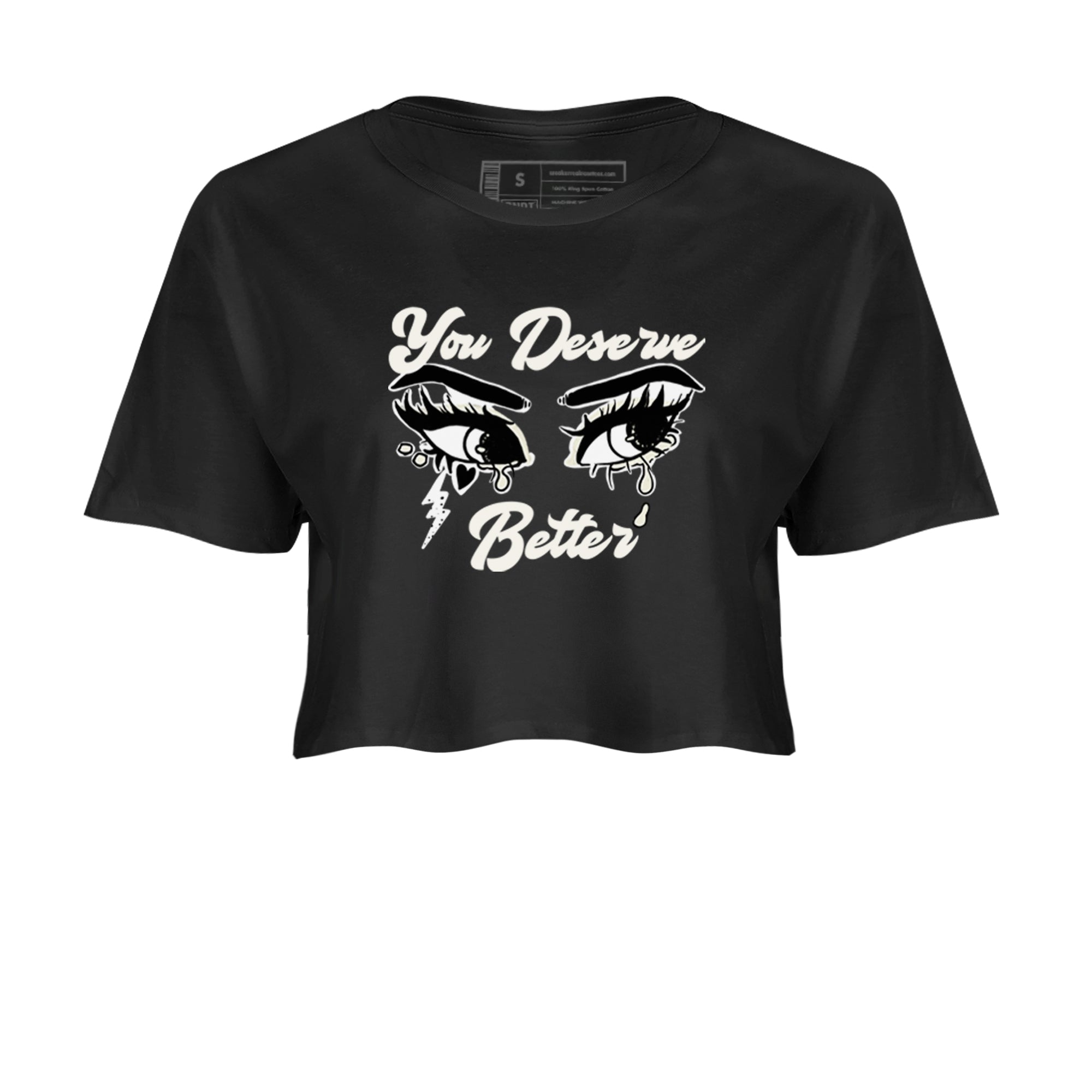 AJ5 Sail shirt to match jordans You Deserve Better sneaker tees Air Jordan 5 Sail Drip Gear Zone Black 2 crop length shirt