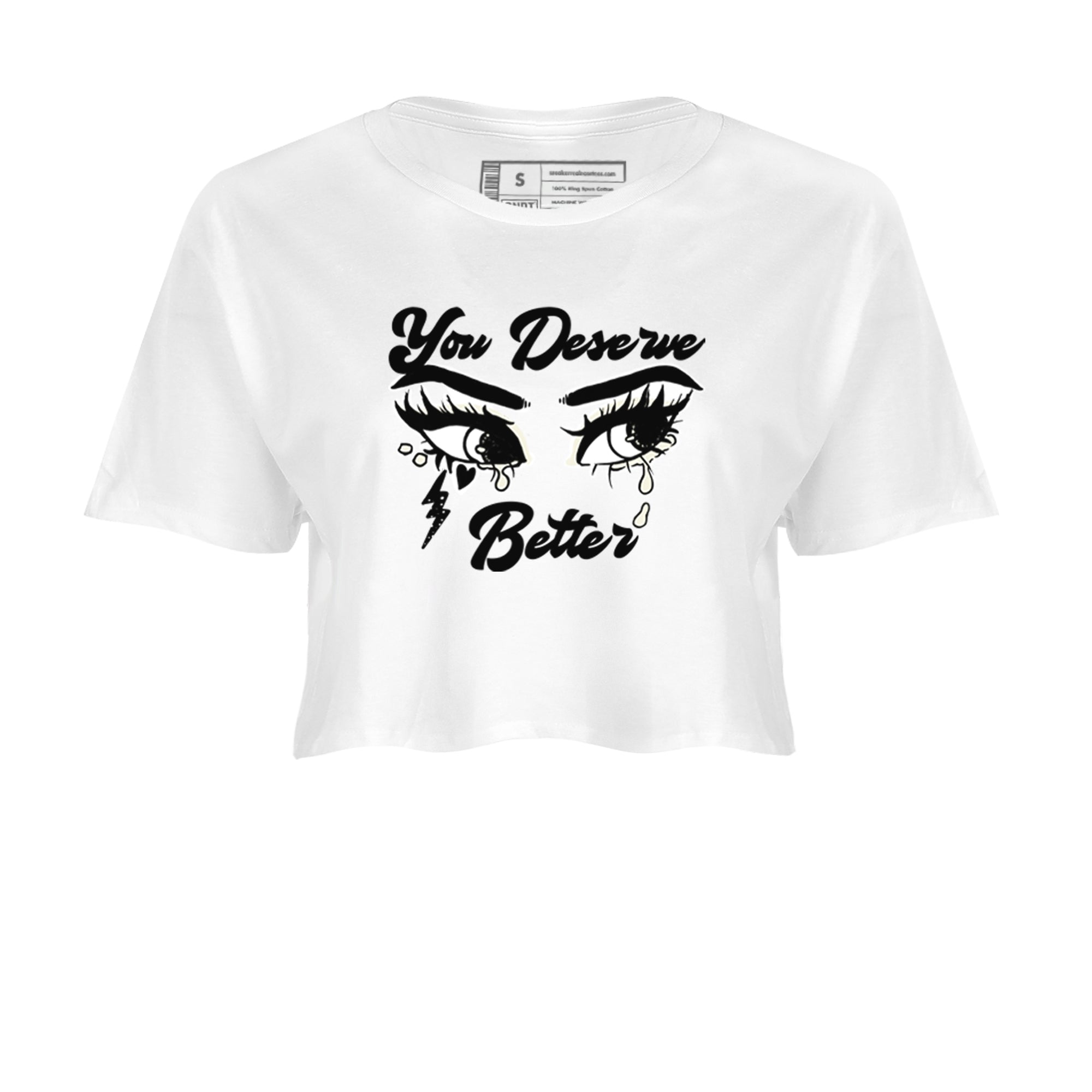 AJ5 Sail shirt to match jordans You Deserve Better sneaker tees Air Jordan 5 Sail Drip Gear Zone White 2 crop length shirt