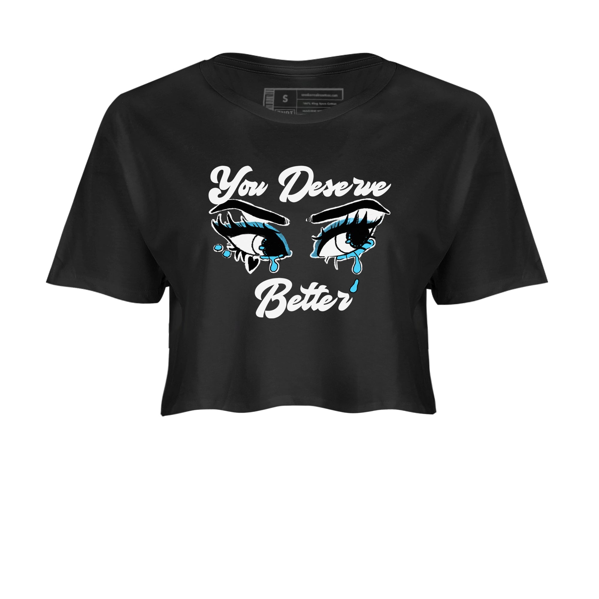 AJ9 Powder Blue shirt to match jordans You Deserve Better sneaker tees Air Jordan 9 Powder Blue Drip Gear Zone Black 2 crop length shirt