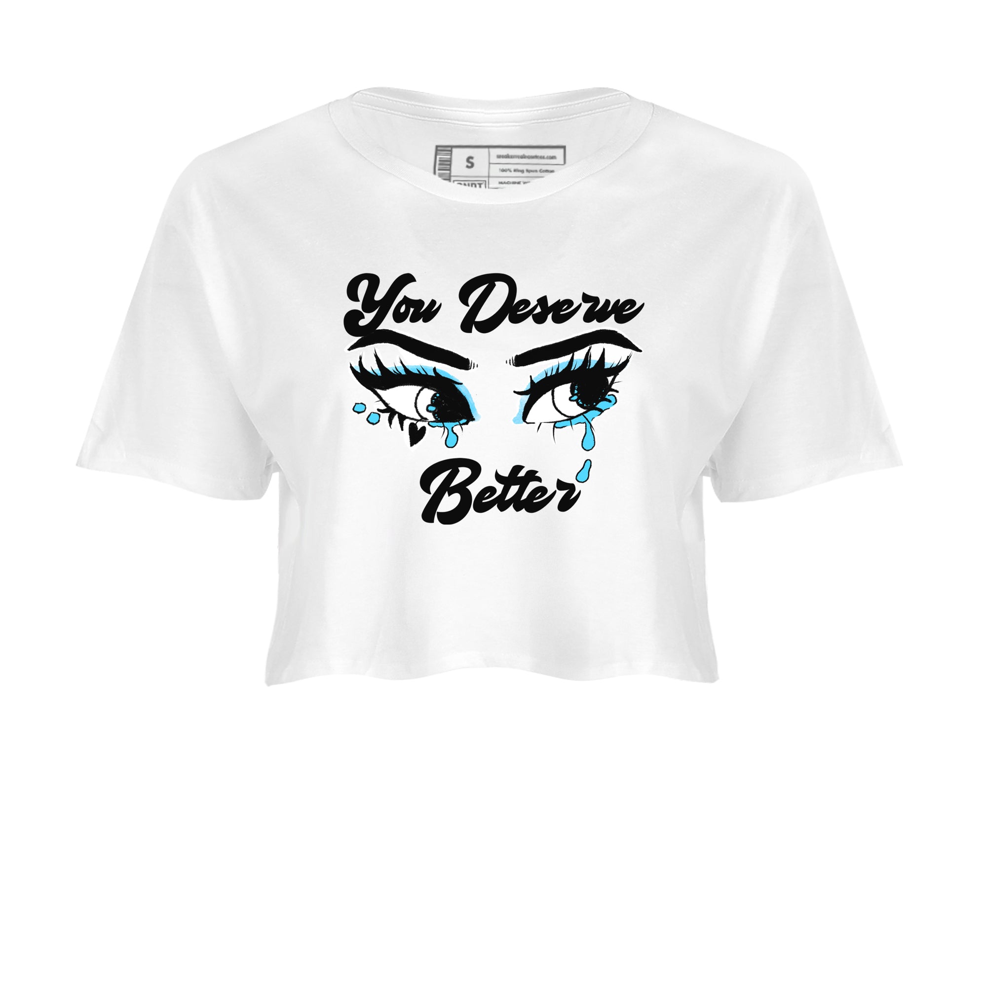 AJ9 Powder Blue shirt to match jordans You Deserve Better sneaker tees Air Jordan 9 Powder Blue Drip Gear Zone White 2 crop length shirt