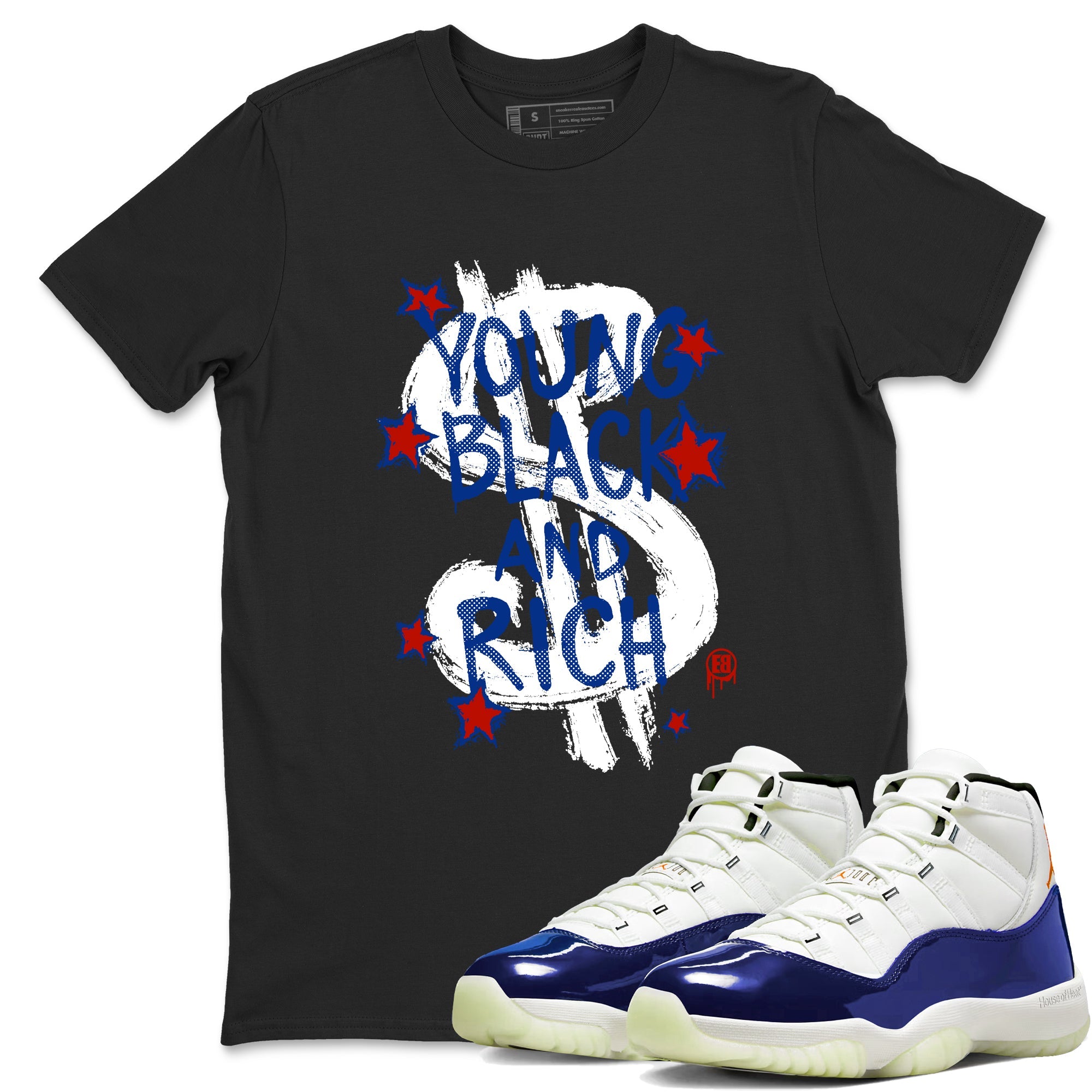 Sneaker Threads  Sneaker Tees To Match Air Jordan 11 Rare Air  Young Black And Rich Graphic Tee Black 1. Perfect for Jordan releases 2025 colorways.