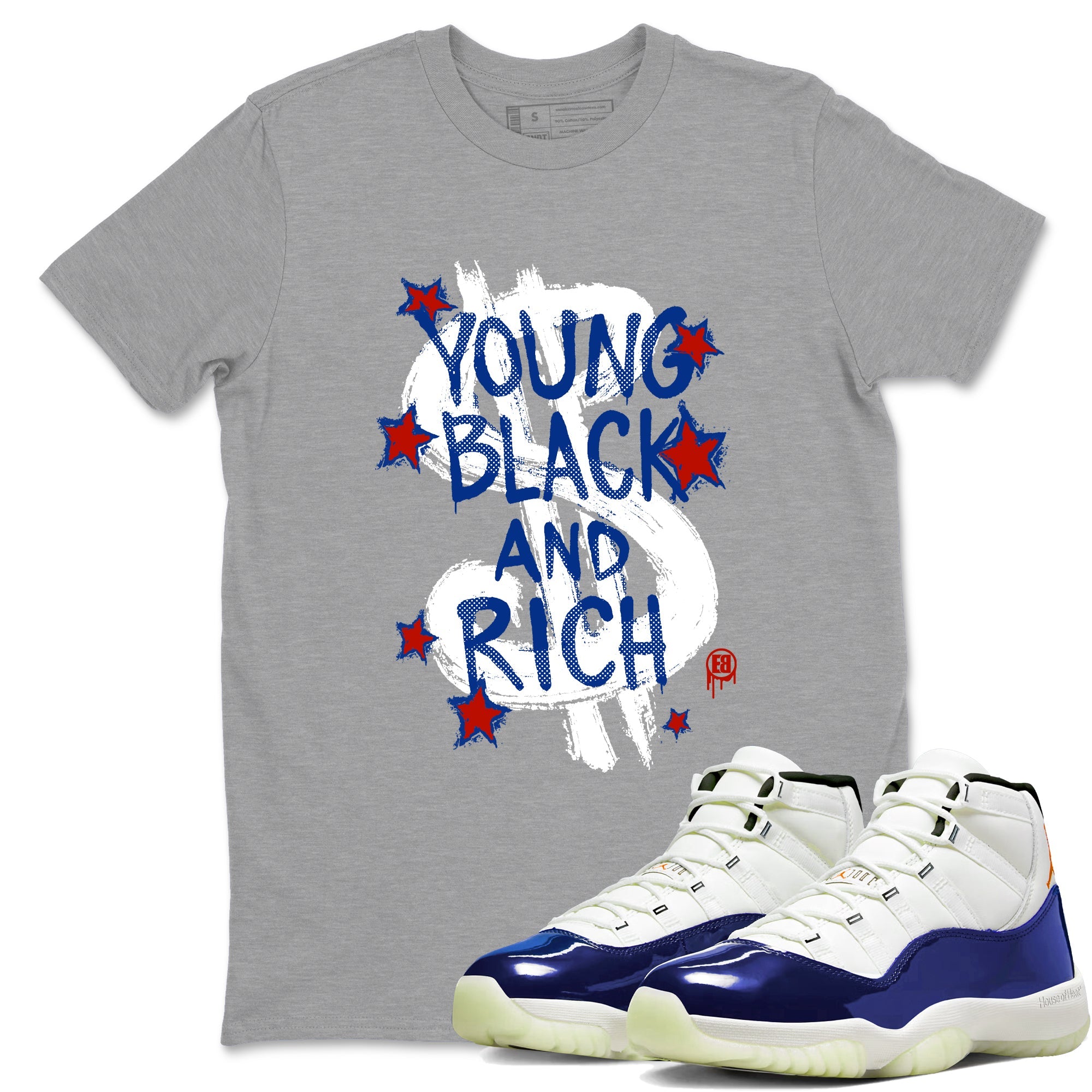 Sneaker Threads  Sneaker Tees To Match Air Jordan 11 Rare Air  Young Black And Rich Graphic Tee Heather Grey 1. Perfect for Jordan releases 2025 colorways.