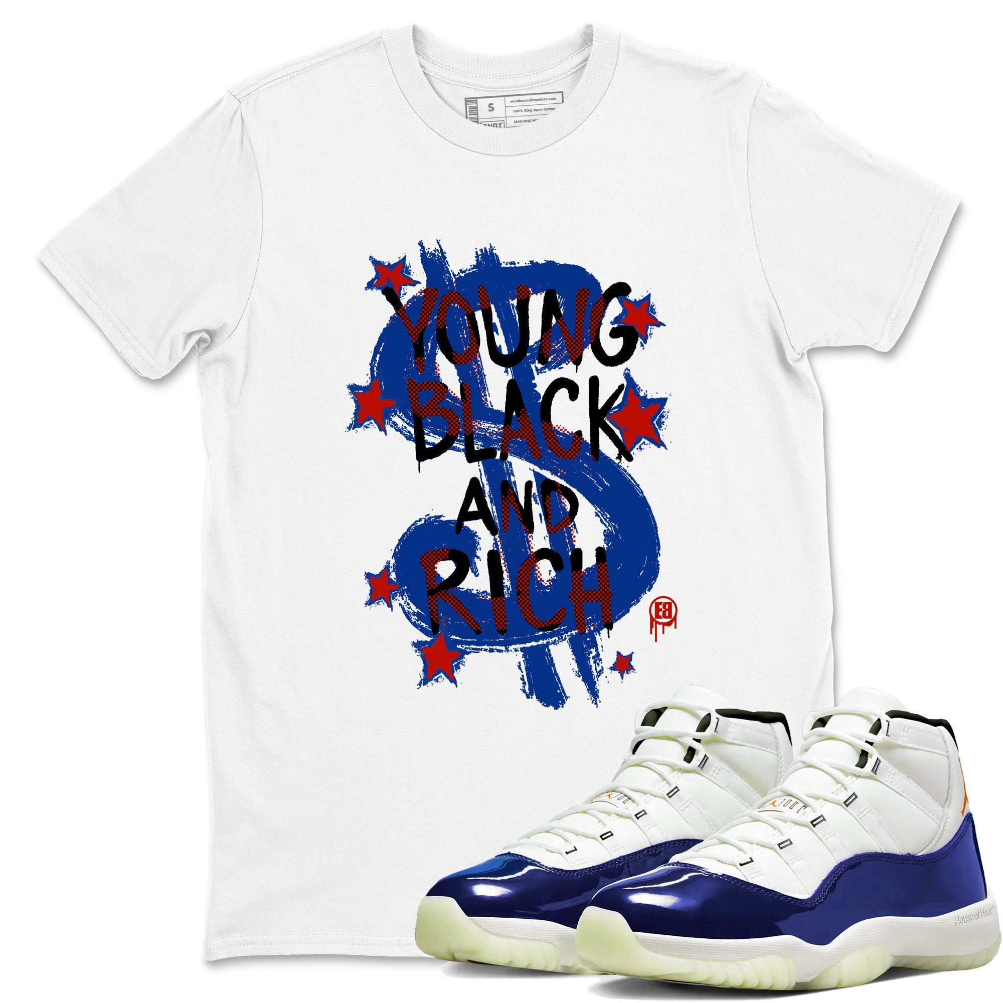 Sneaker Threads  Sneaker Tees To Match Air Jordan 11 Rare Air  Young Black And Rich Graphic Tee White 1. Perfect for Jordan releases 2025 colorways.
