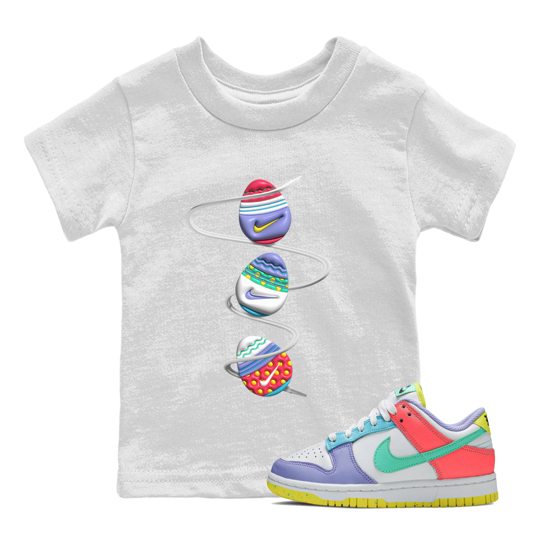Dunk Easter Candy Sneaker Tees Drip Gear Zone 3D Easter Eggs Sneaker Tees Nike Easter Shirt Kids Shirts White 1