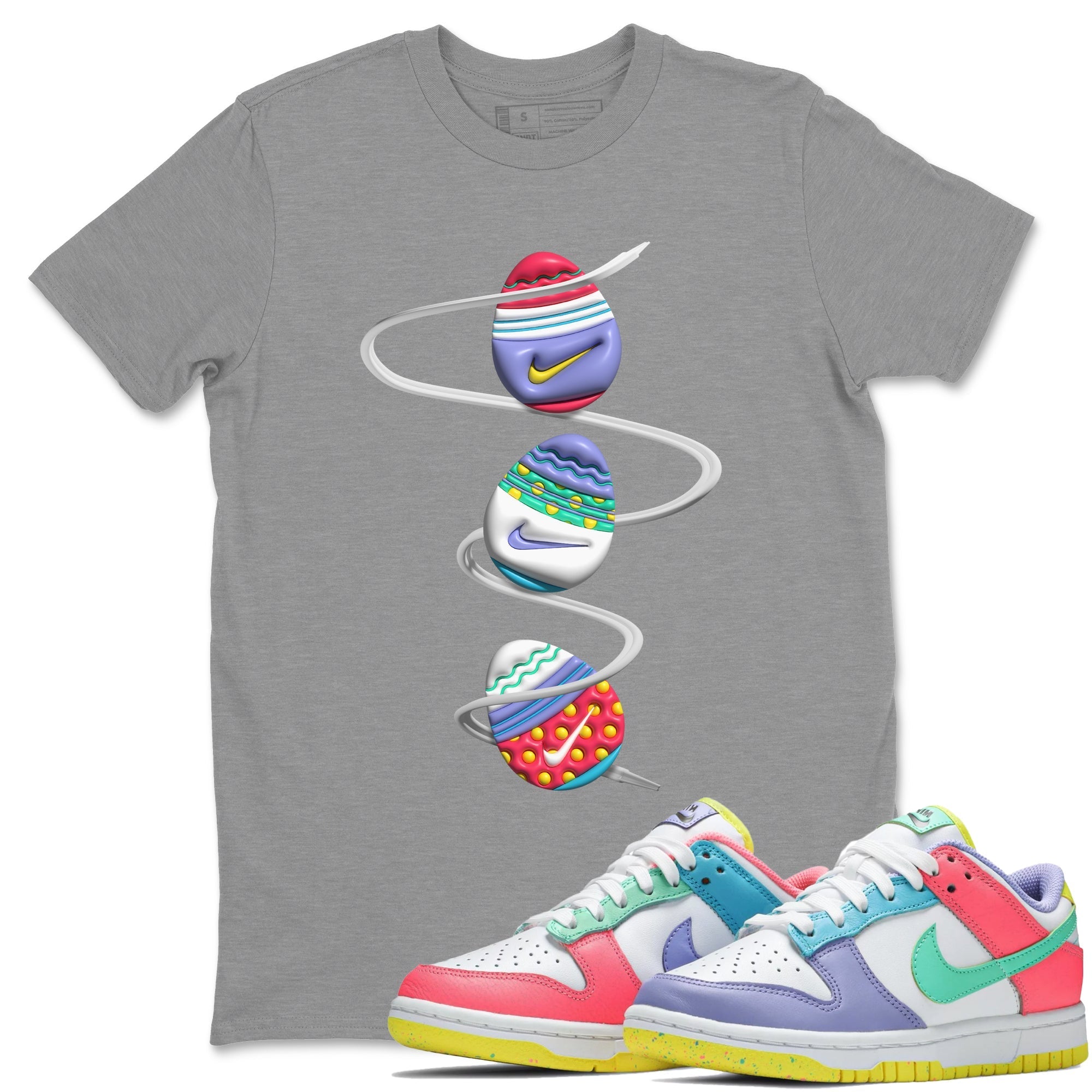 Dunk Easter Candy Sneaker Tees Drip Gear Zone 3D Easter Eggs Sneaker Tees Nike Easter Shirt Unisex Shirts Heather Grey 1