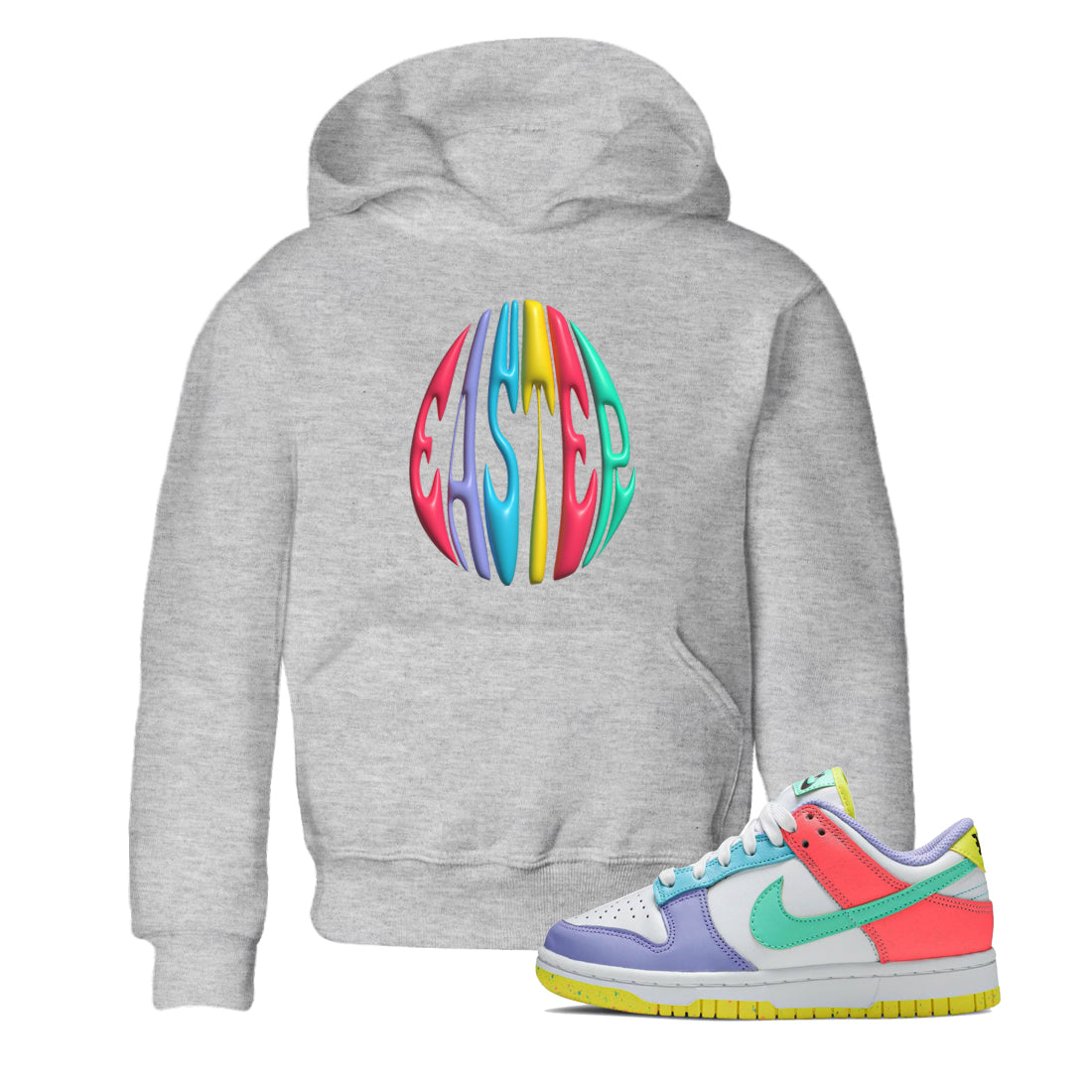 Dunk Easter Candy Sneaker Tees Drip Gear Zone 3D Easter Typo Sneaker Tees Nike Easter Shirt Kids Shirts Heather Grey 1