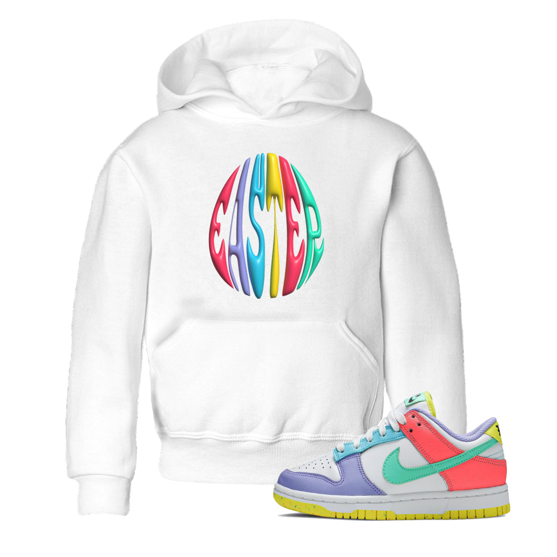 Dunk Easter Candy Sneaker Tees Drip Gear Zone 3D Easter Typo Sneaker Tees Nike Easter Shirt Kids Shirts White 1