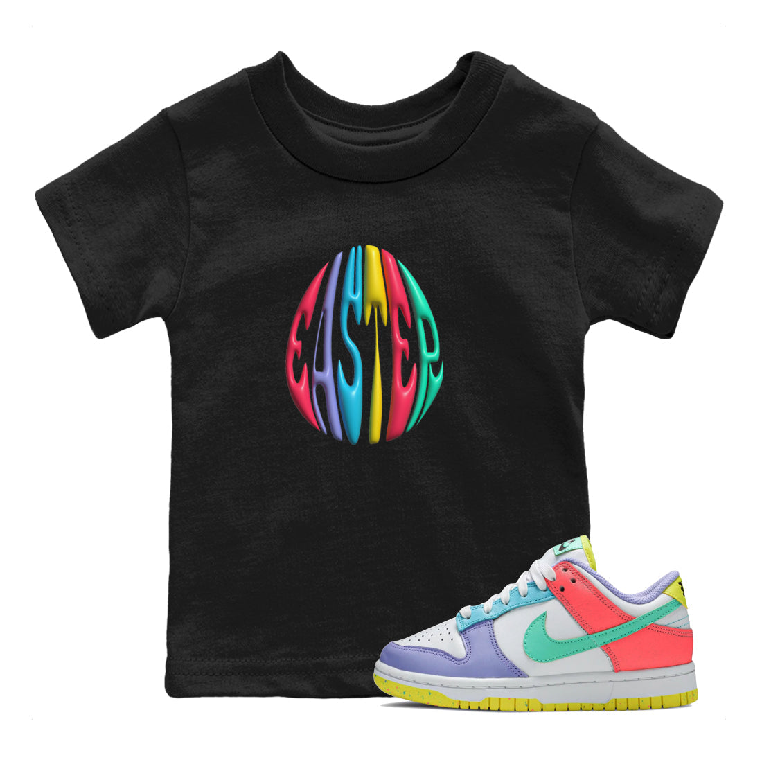 Dunk Easter Candy Sneaker Tees Drip Gear Zone 3D Easter Typo Sneaker Tees Nike Easter Shirt Kids Shirts Black 1