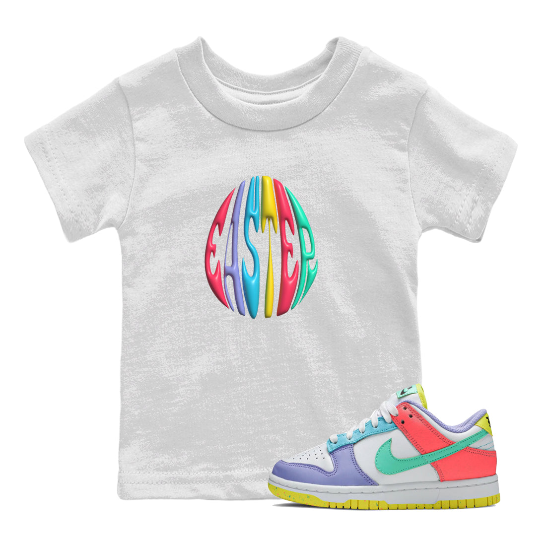 Dunk Easter Candy Sneaker Tees Drip Gear Zone 3D Easter Typo Sneaker Tees Nike Easter Shirt Kids Shirts White 1
