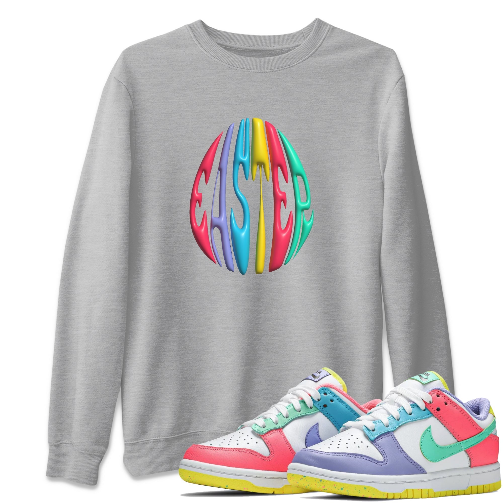 Dunk Easter Candy Sneaker Tees Drip Gear Zone 3D Easter Typo Sneaker Tees Nike Easter Shirt Unisex Shirts Heather Grey 1