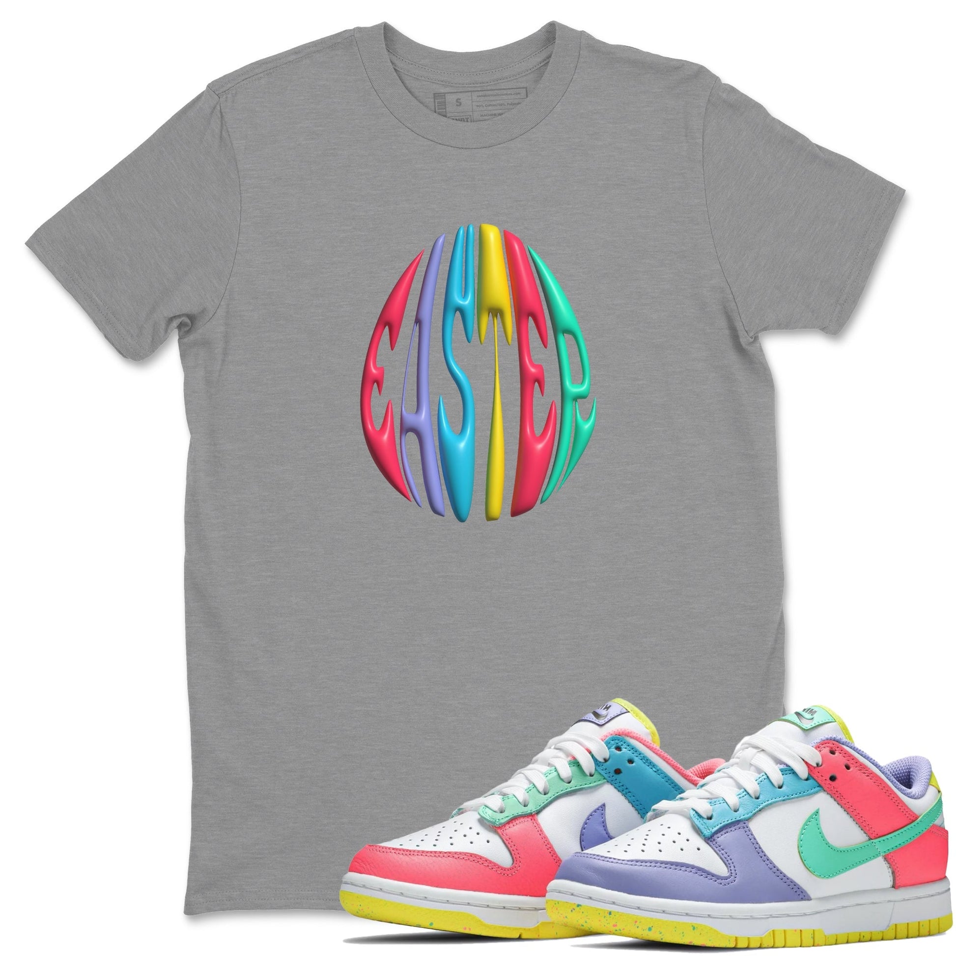 Dunk Easter Candy Sneaker Tees Drip Gear Zone 3D Easter Typo Sneaker Tees Nike Easter Shirt Unisex Shirts Heather Grey 1