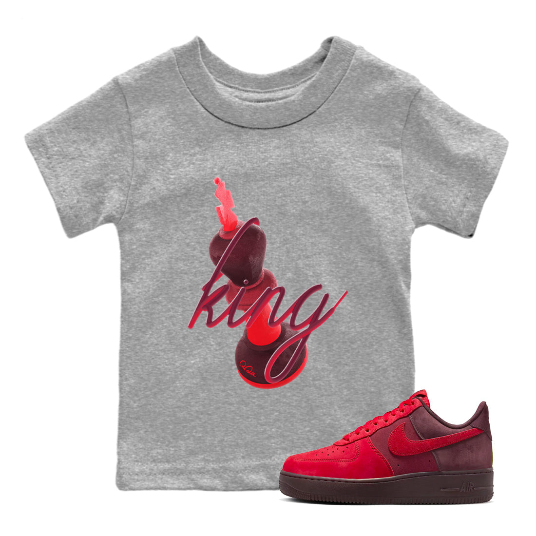 Air Force 1 Layers of Love shirt to match jordans 3D King sneaker tees af1 Layers of Love Drip Gear Zone baby toddler Heather Grey 1 cotton Shirt