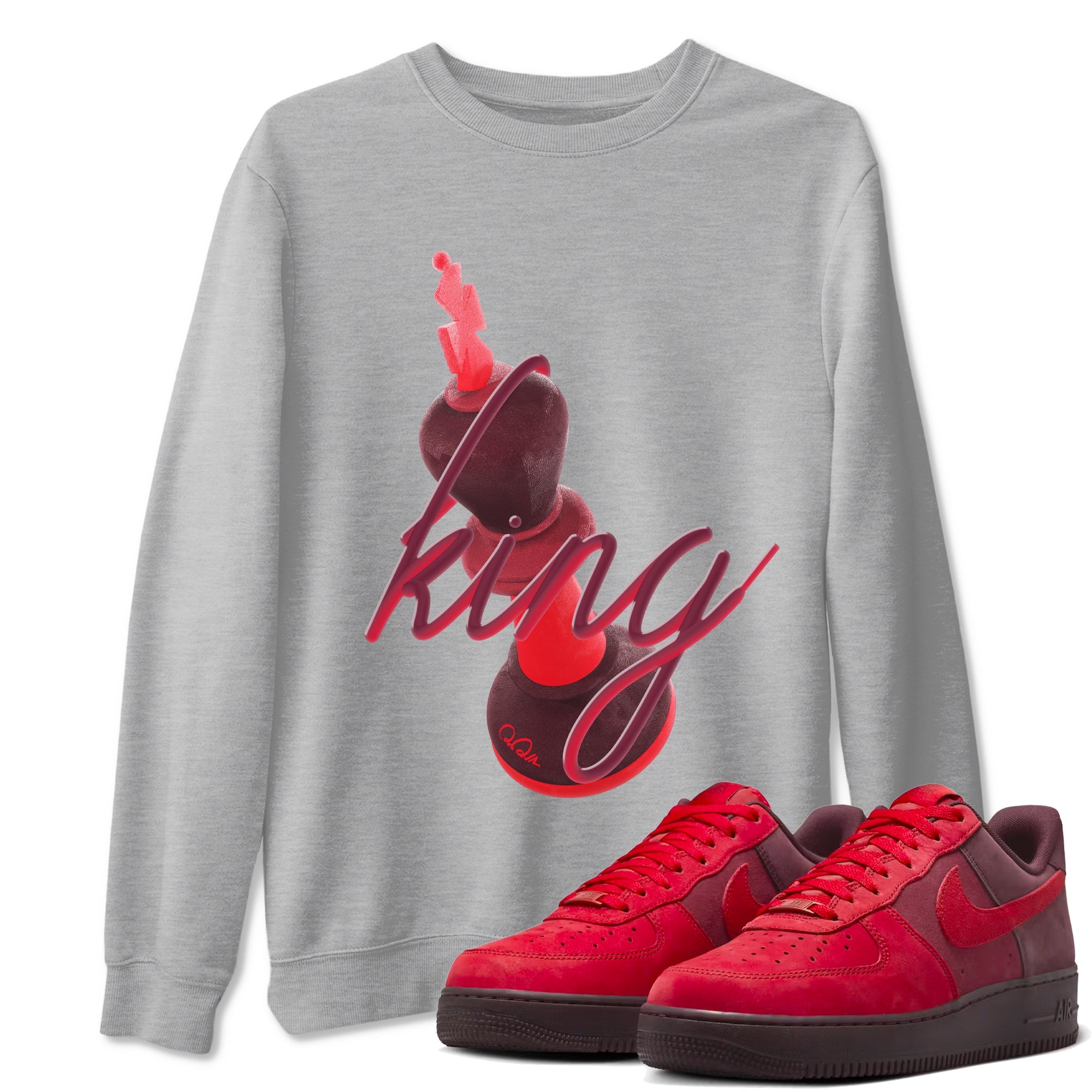 Air Force 1 Layers of Love shirt to match jordans 3D King sneaker tees af1 Layers of Love Drip Gear Zone unisex cotton Heather Grey 1 crew neck shirt