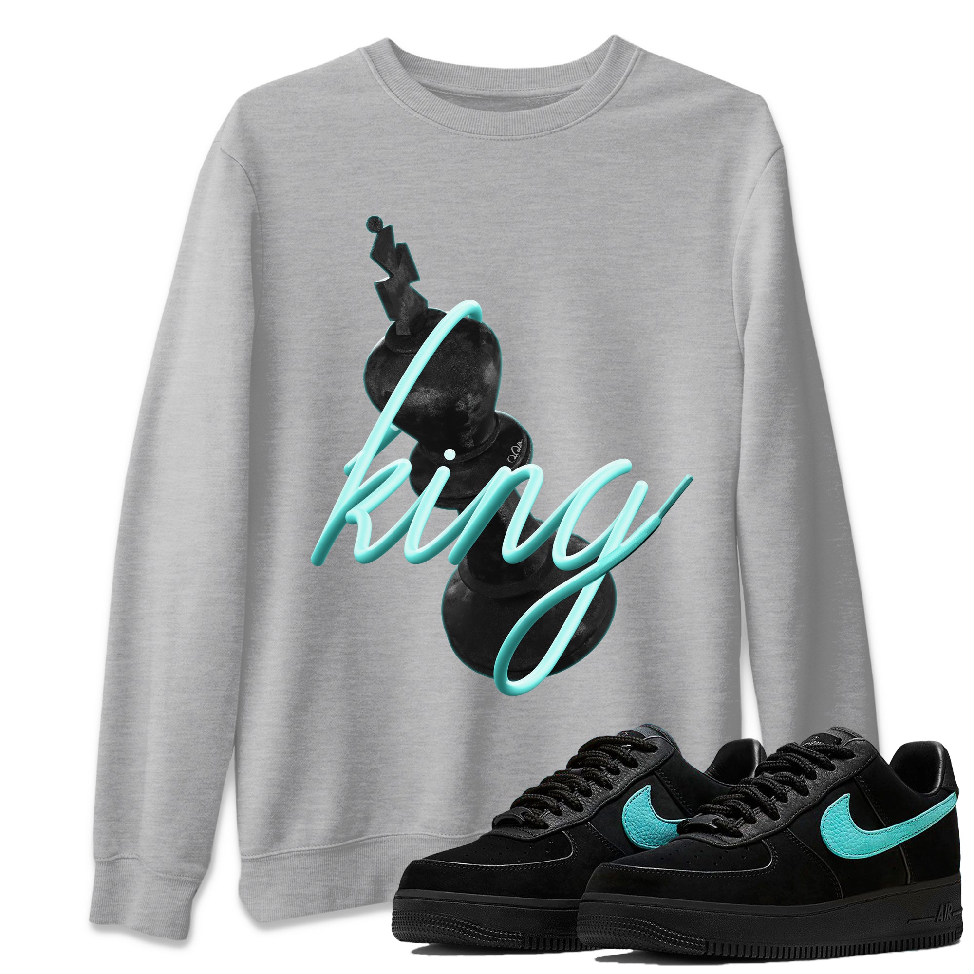 Air Force 1 Tiffany Shirt To Match Jordans 3D King Sneaker Tees Nike Tiffany AF1Drip Gear Zone Sneaker Matching Clothing Unisex Shirts Heather Grey 1