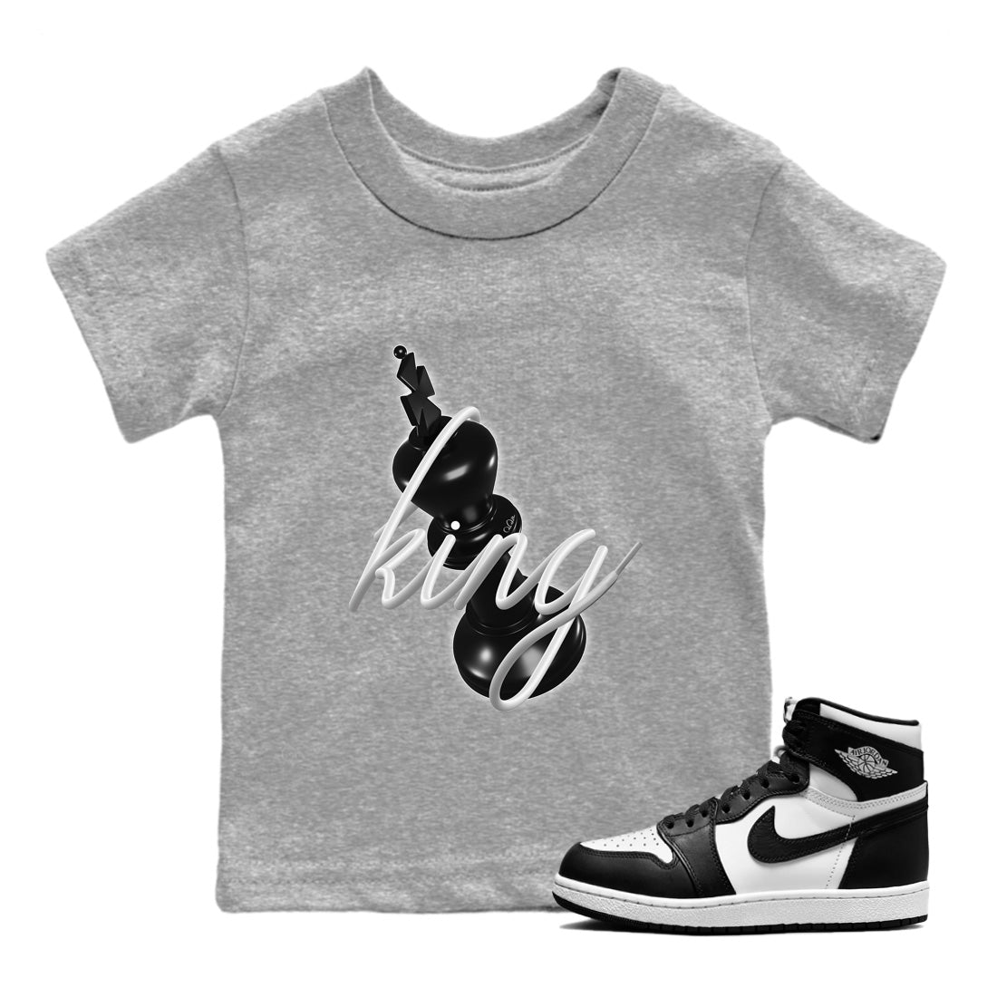 Jordan 1 Black White Sneaker Match Tees 3D King Sneaker Tees Jordan 1 Black White Jordan to match sneaker T-Shirt Kids Shirts
