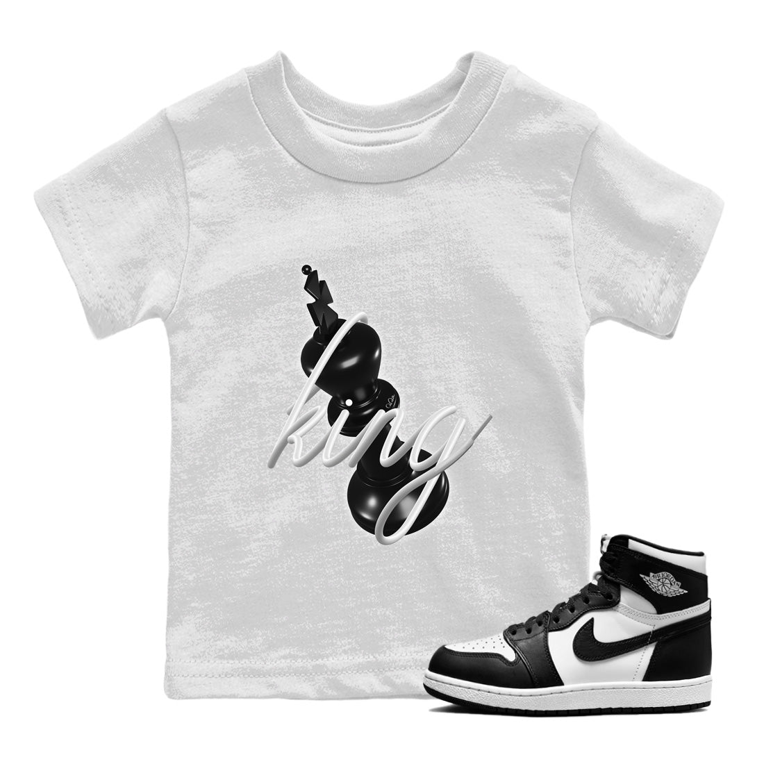 Jordan 1 Black White Sneaker Match Tees 3D King Sneaker Tees Jordan 1 Black White Jordan to match sneaker T-Shirt Kids Shirts