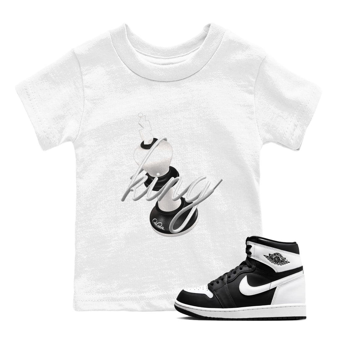 1s Black White shirt to match jordans 3D King sneaker tees Air Jordan 1 High OG Black White Drip Gear Zone baby toddler White 1 cotton Shirt