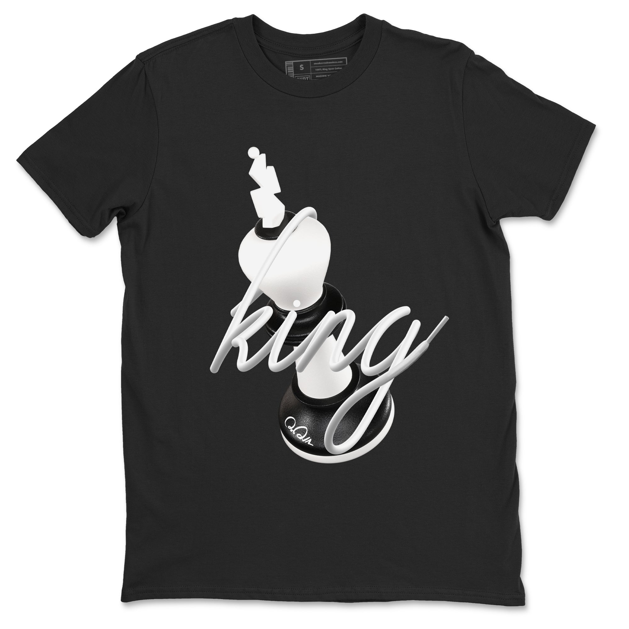 1s Black White shirt to match jordans 3D King sneaker tees Air Jordan 1 High OG Black White Drip Gear Zone unisex cotton Black 2 crew neck shirt