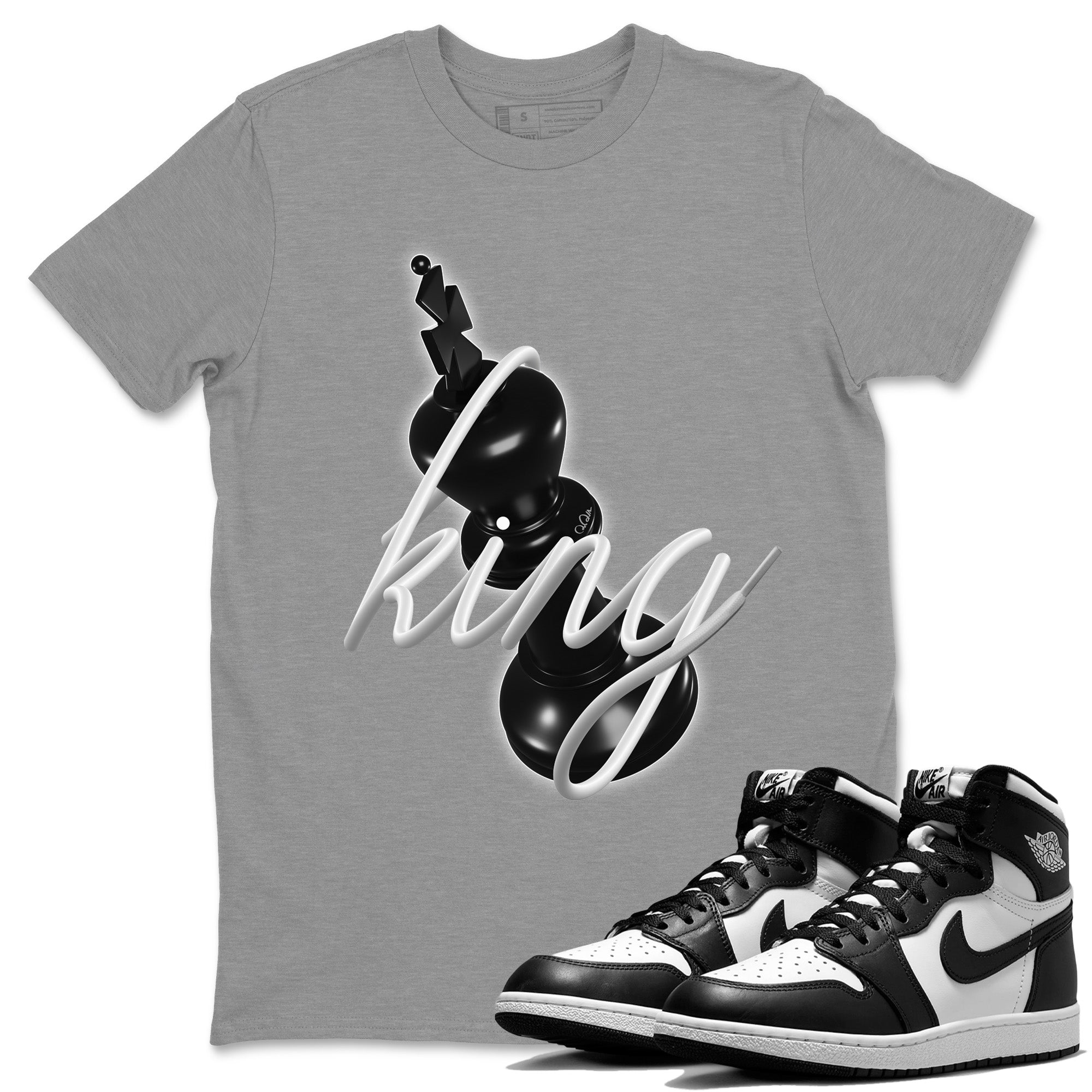 Jordan 1 Black White Sneaker Match Tees 3D King Sneaker Tees Jordan 1 Black White Jordan to match sneaker T-Shirt Crew Neck Shirts