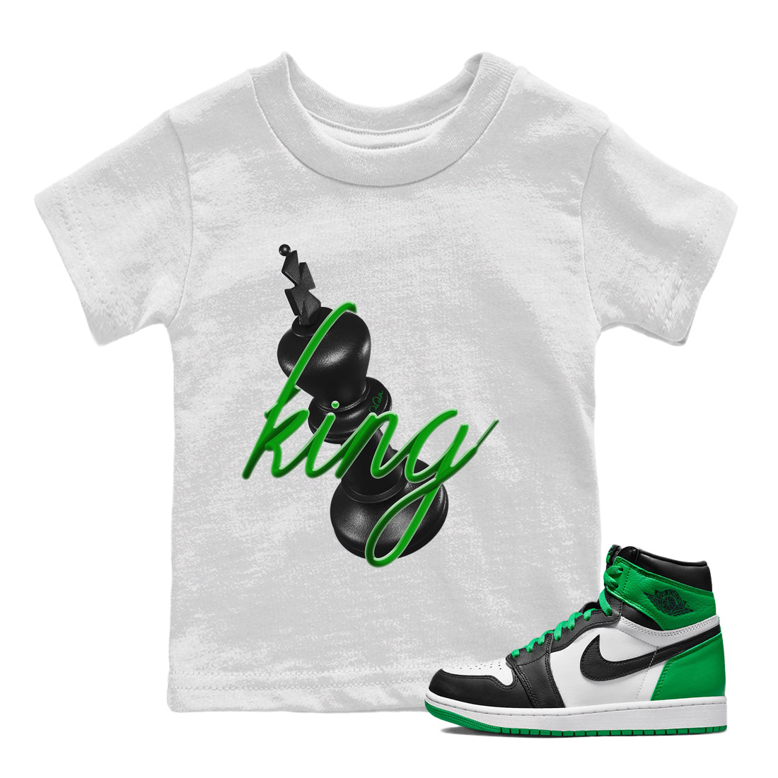 Air Jordan 1 Celtics Sneaker Match Tees 3D King Streetwear Sneaker Shirt AJ1 High OG Lucky Green Sneaker Release Tees Kids Shirts White 1