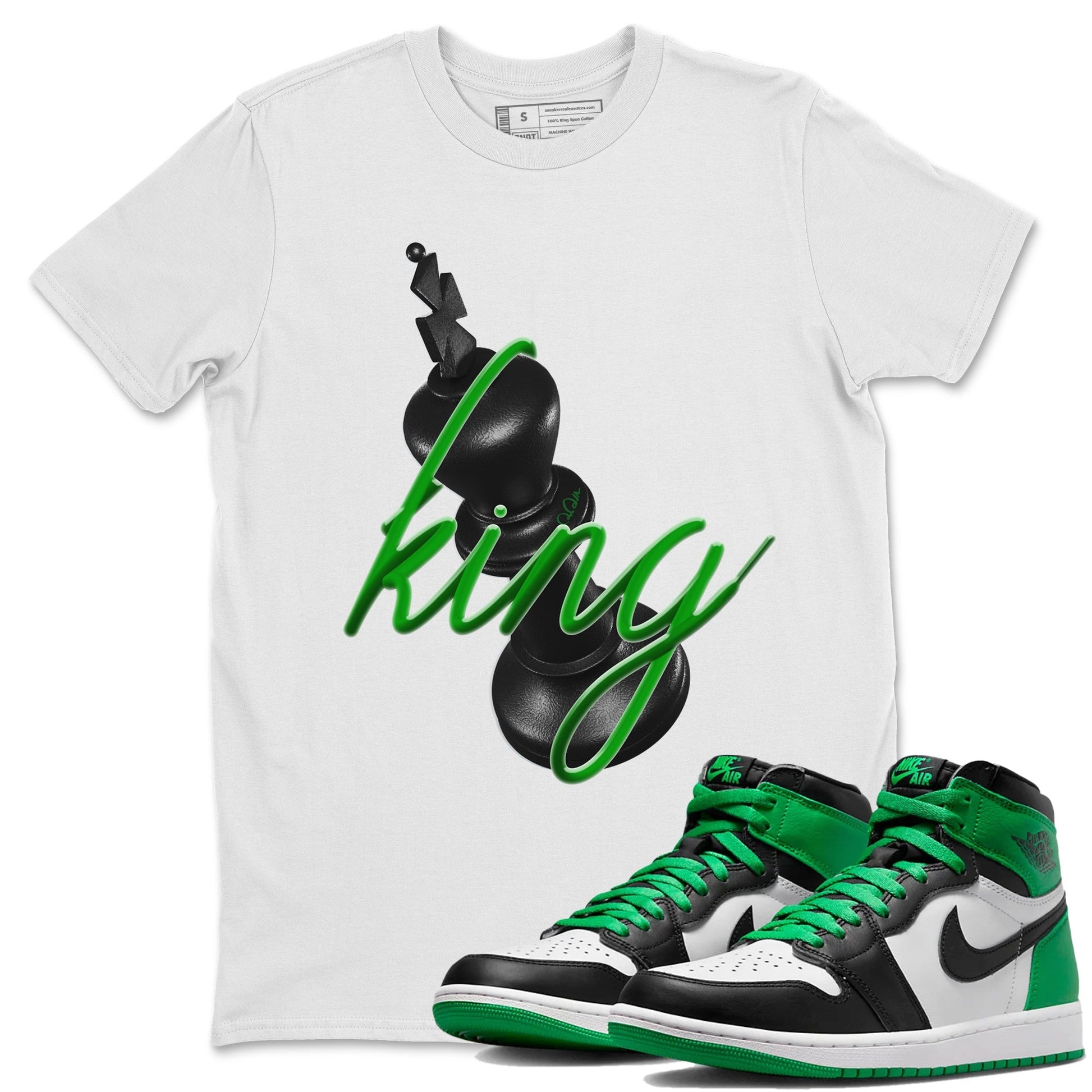 Air Jordan 1 Celtics Sneaker Match Tees 3D King Streetwear Sneaker Shirt AJ1 High OG Lucky Green Sneaker Release Tees Unisex Shirts White 1