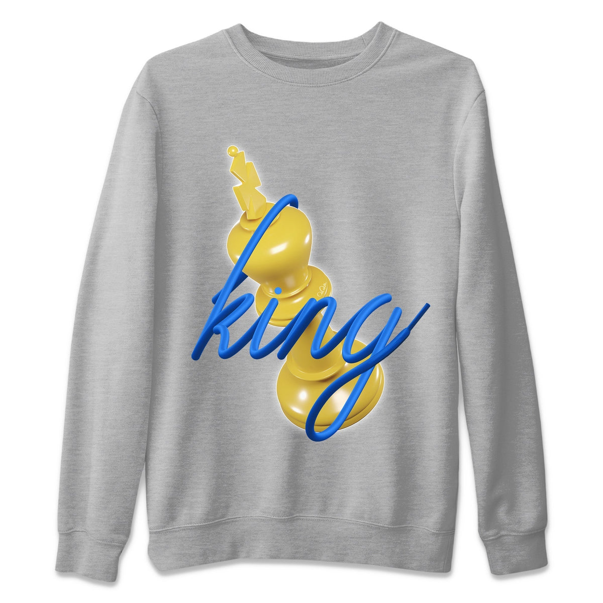 Jordan 1 Game Royal Varsity Maize Sneaker Matching T-Shirt 3D King Sneaker Tees Jordan 1 Game Royal Varsity Maize Sneaker Release Tees Crew Neck Tees