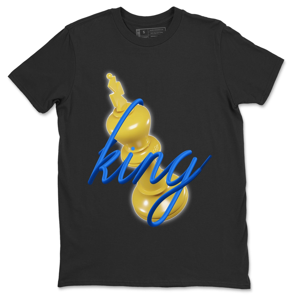 Jordan 1 Game Royal Varsity Maize Sneaker Matching T-Shirt 3D King Sneaker Tees Jordan 1 Game Royal Varsity Maize Sneaker Release Tees Crew Neck Tees