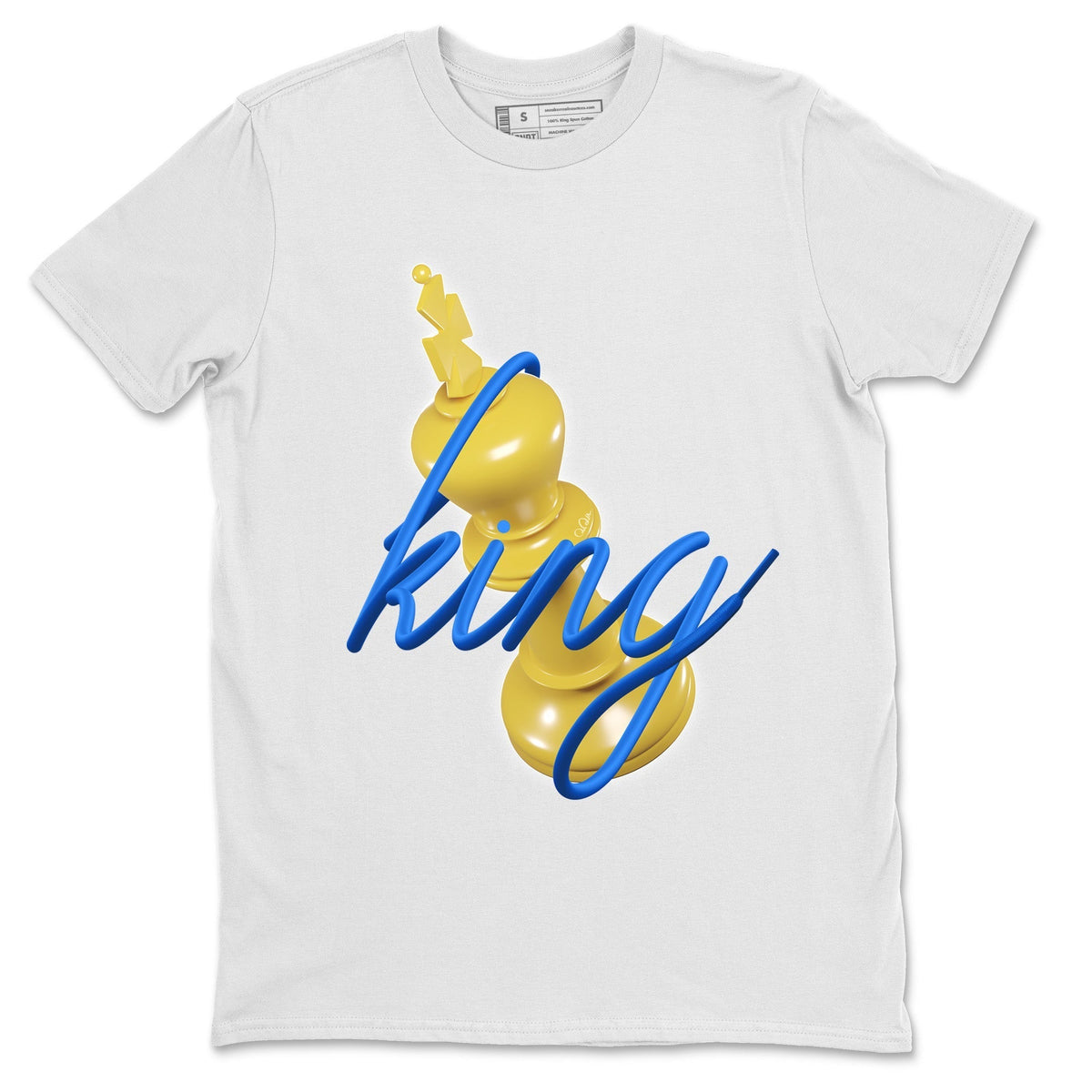 Jordan 1 Game Royal Varsity Maize Sneaker Matching T-Shirt 3D King Sneaker Tees Jordan 1 Game Royal Varsity Maize Sneaker Release Tees Crew Neck Tees