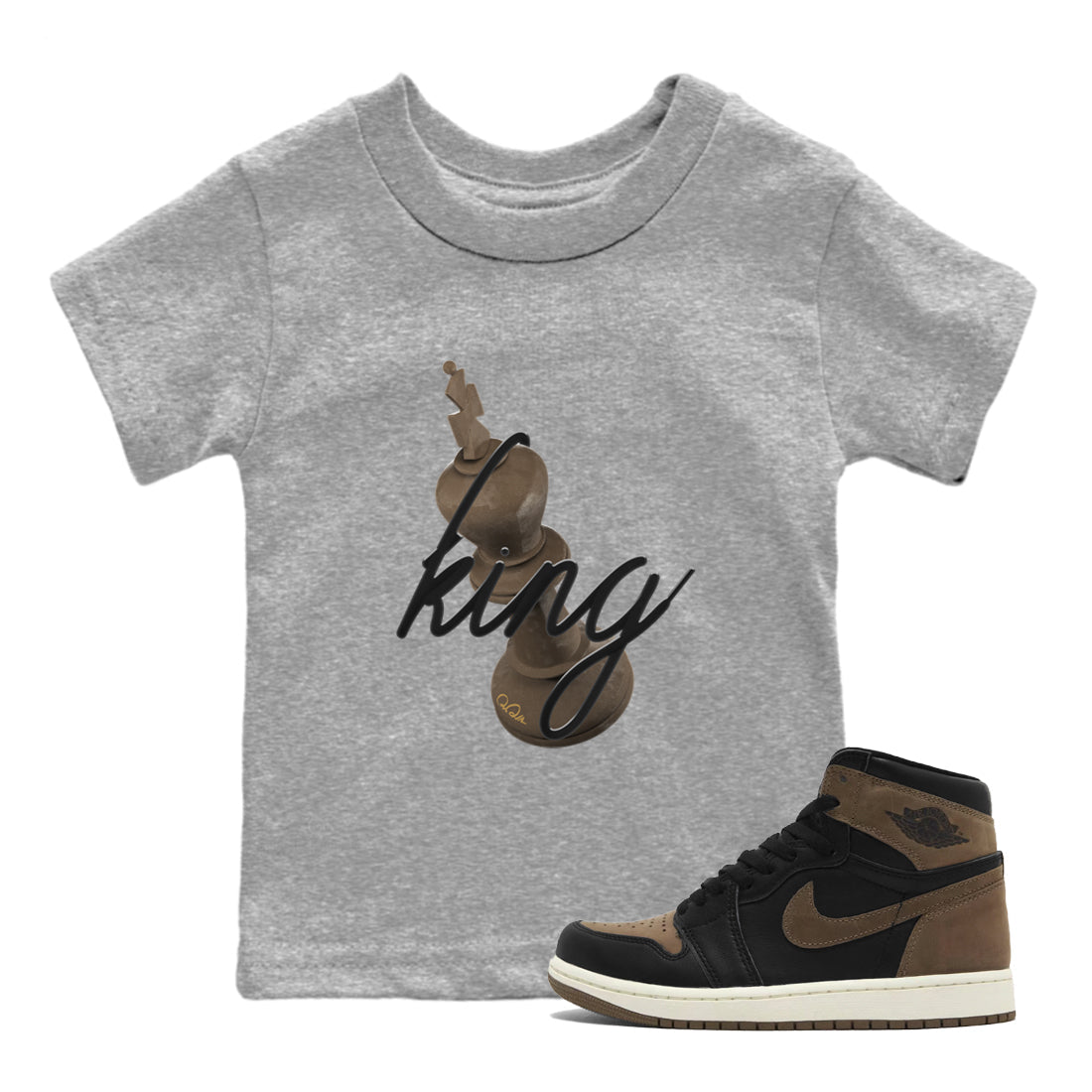 Air Jordan 1 Palomino shirt to match jordans 3D King Streetwear Sneaker Shirt AJ1 High Palomino Drip Gear Zone Sneaker Matching Clothing Baby Toddler Heather Grey 1 T-Shirt