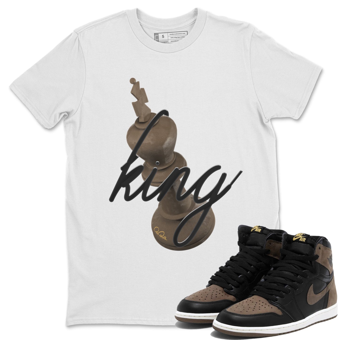 Air Jordan 1 Palomino shirt to match jordans 3D King Streetwear Sneaker Shirt AJ1 High Palomino Drip Gear Zone Sneaker Matching Clothing Unisex White 1 T-Shirt