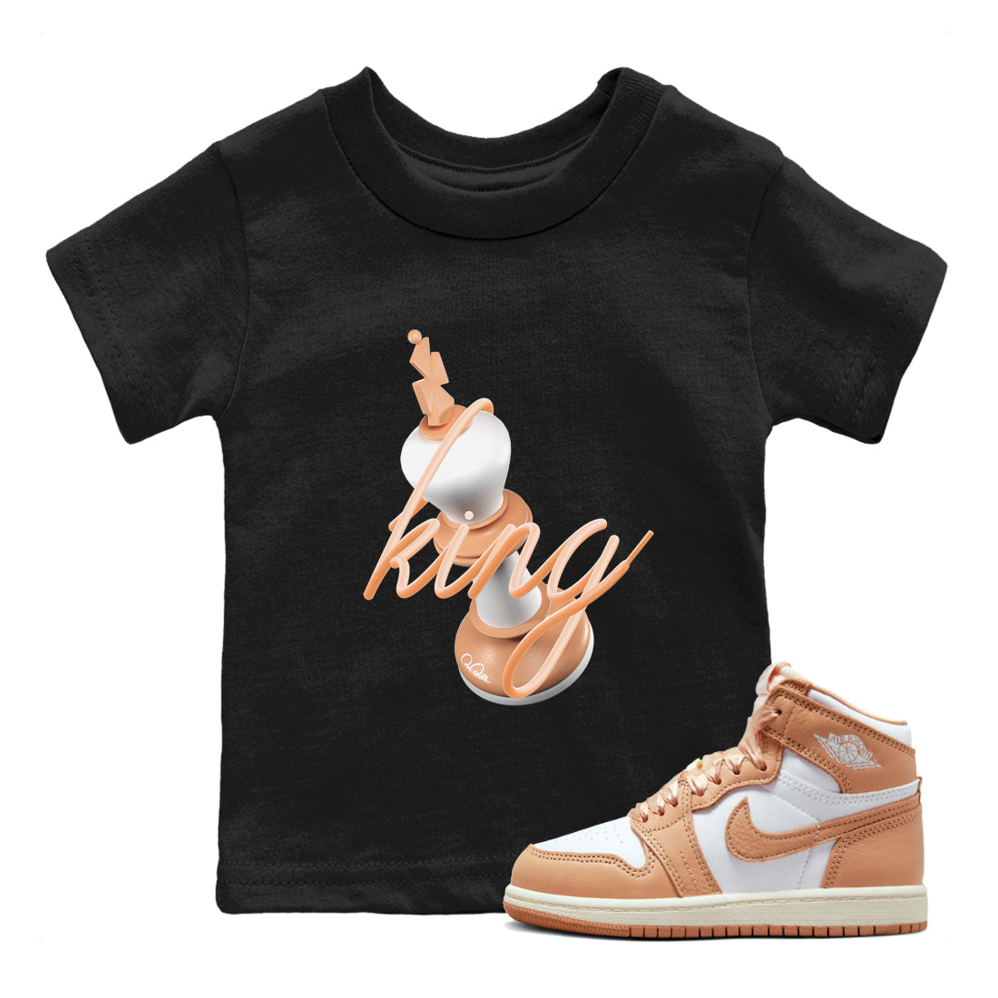 Air Jordan 1 Praline shirt to match jordans 3D King Streetwear Sneaker Shirt AJ1Praline Drip Gear Zone Sneaker Matching Clothing Baby Toddler Black 1 T-Shirt