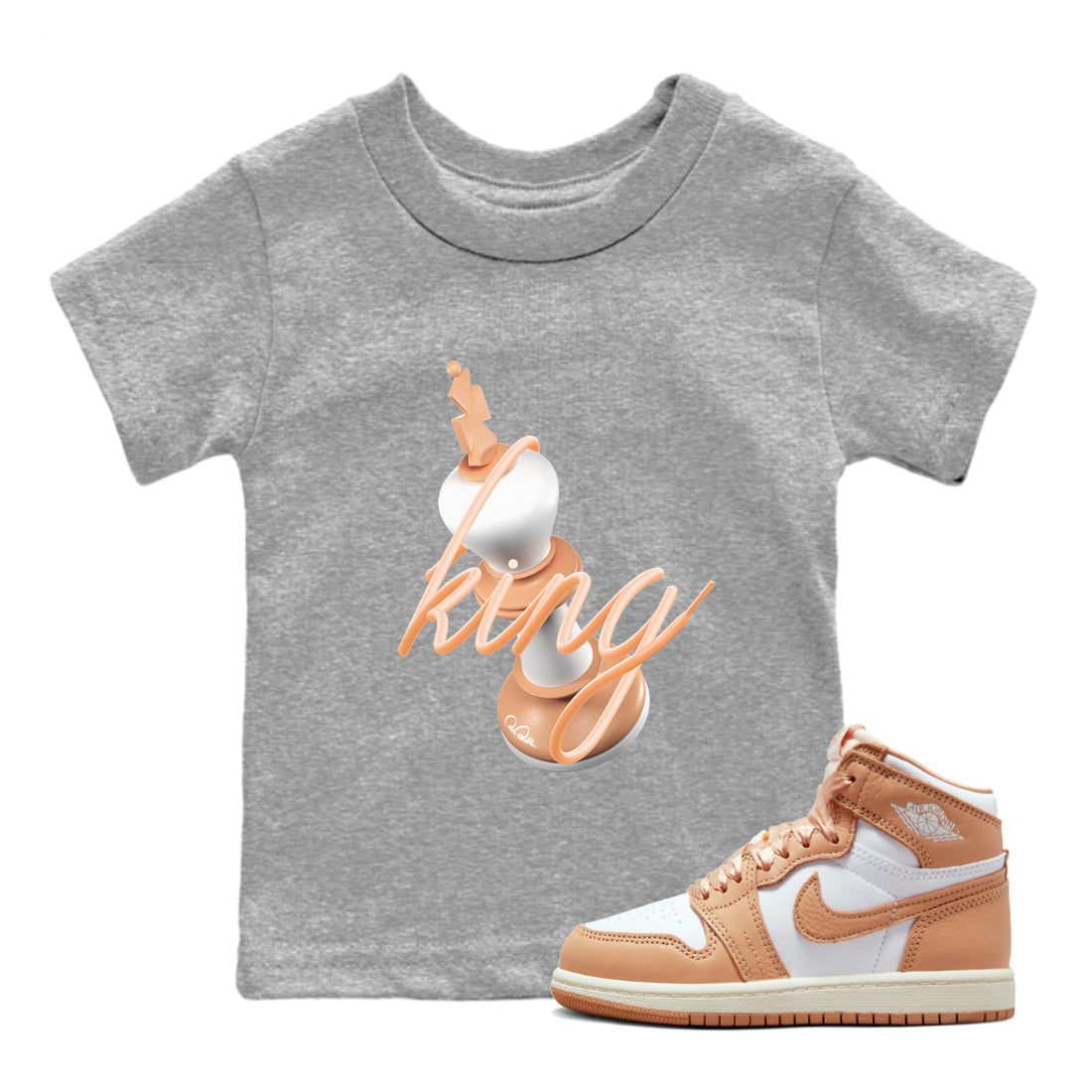 Air Jordan 1 Praline shirt to match jordans 3D King Streetwear Sneaker Shirt AJ1Praline Drip Gear Zone Sneaker Matching Clothing Baby Toddler Heather Grey 1 T-Shirt