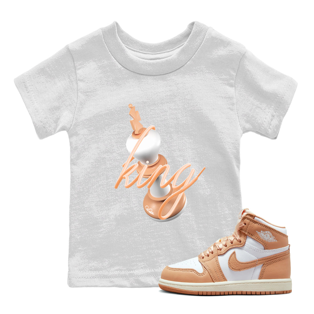 Air Jordan 1 Praline shirt to match jordans 3D King Streetwear Sneaker Shirt AJ1Praline Drip Gear Zone Sneaker Matching Clothing Baby Toddler White 1 T-Shirt
