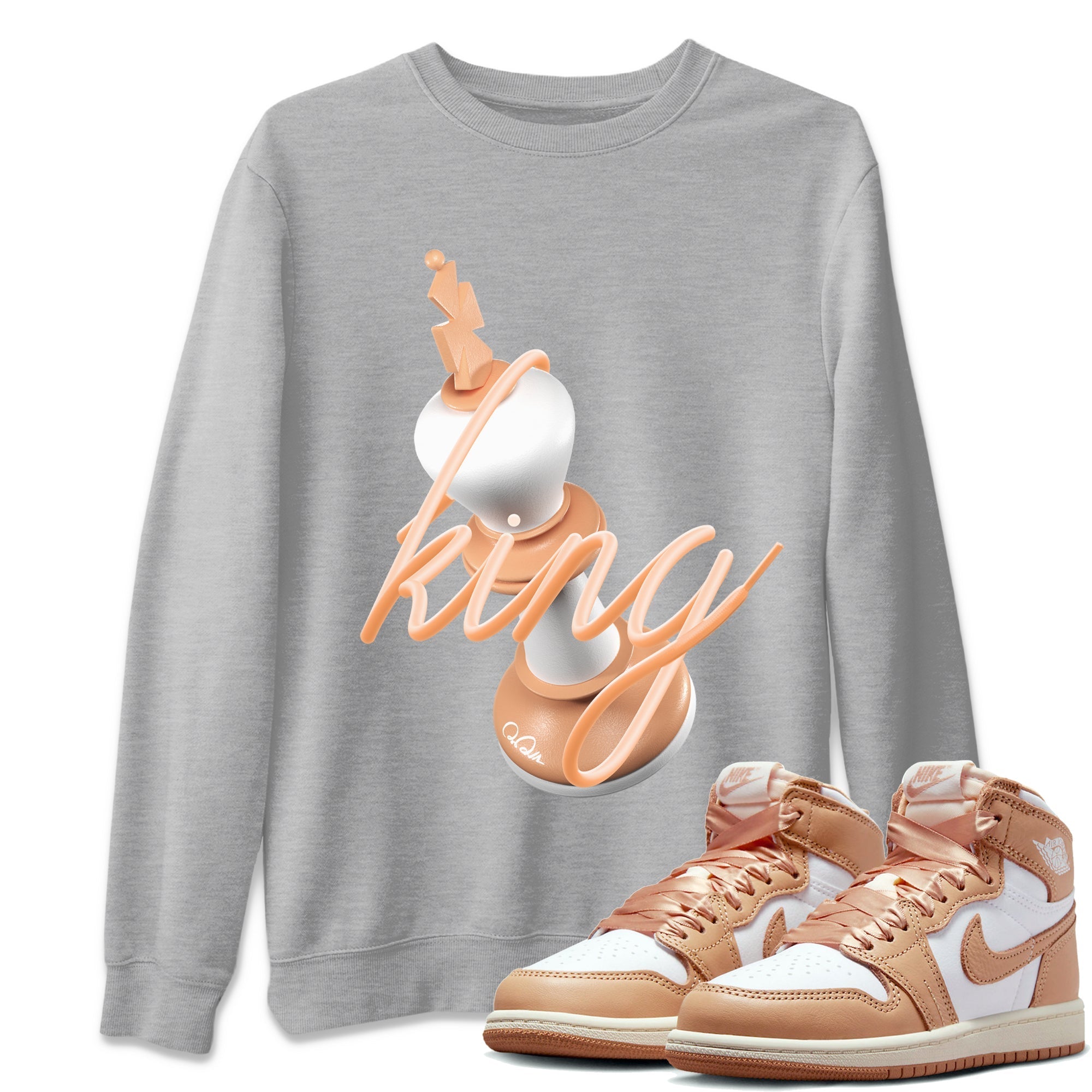 Air Jordan 1 Praline shirt to match jordans 3D King Streetwear Sneaker Shirt AJ1Praline Drip Gear Zone Sneaker Matching Clothing Unisex Heather Grey 1 T-Shirt