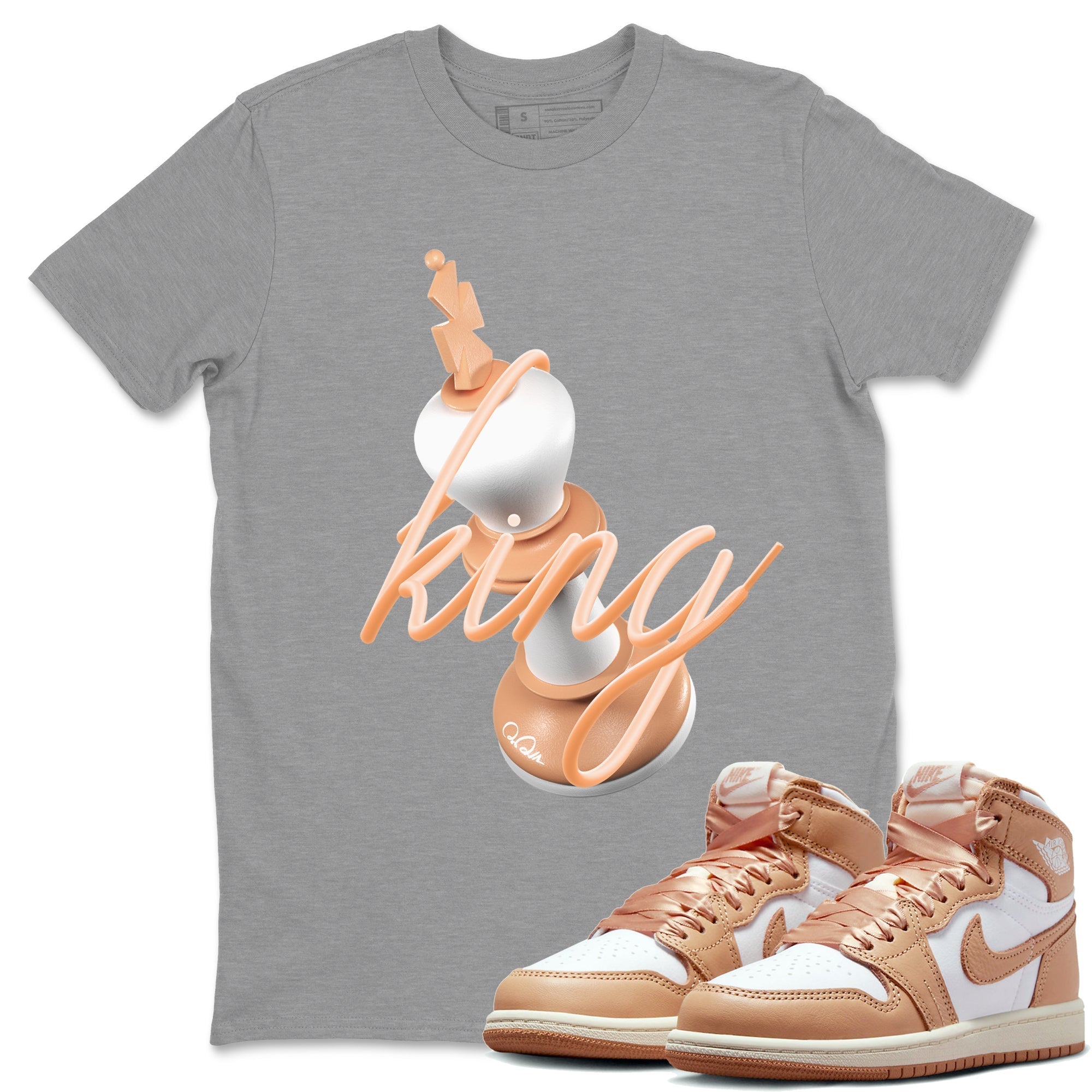 Air Jordan 1 Praline shirt to match jordans 3D King Streetwear Sneaker Shirt AJ1Praline Drip Gear Zone Sneaker Matching Clothing Unisex Heather Grey 1 T-Shirt