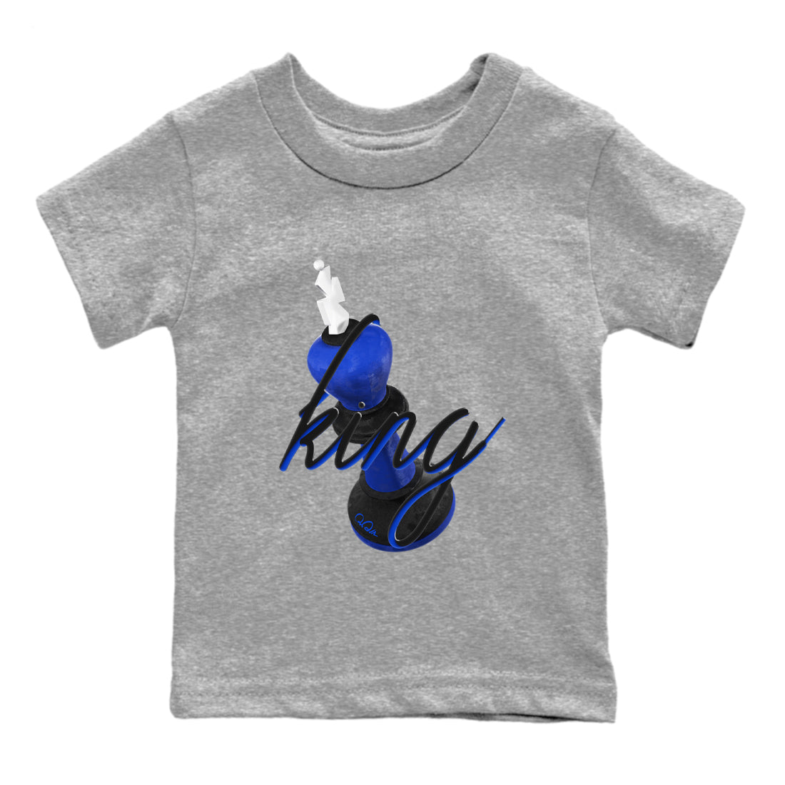 Air Jordan 1 Royal Reimagined shirt to match jordans 3D King sneaker tees AJ1 OG HIGH Royal Reimagined Drip Gear Zone Kids Baby Toddler sneaker shirts Heather Grey 2 T-Shirt